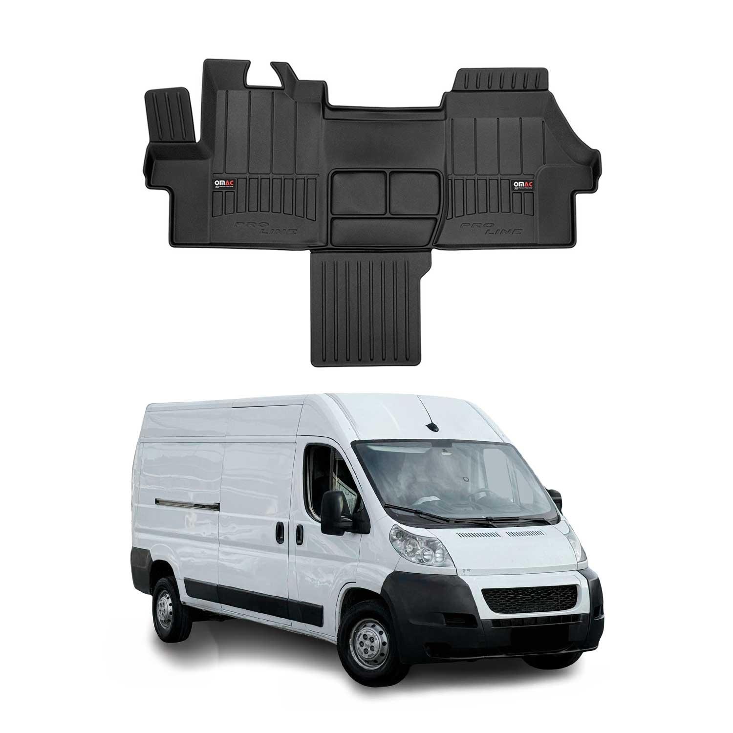 OMAC Premium Alfombrillas De Coche para Peugeot Boxer 2006-2024 Negro TPE Goma