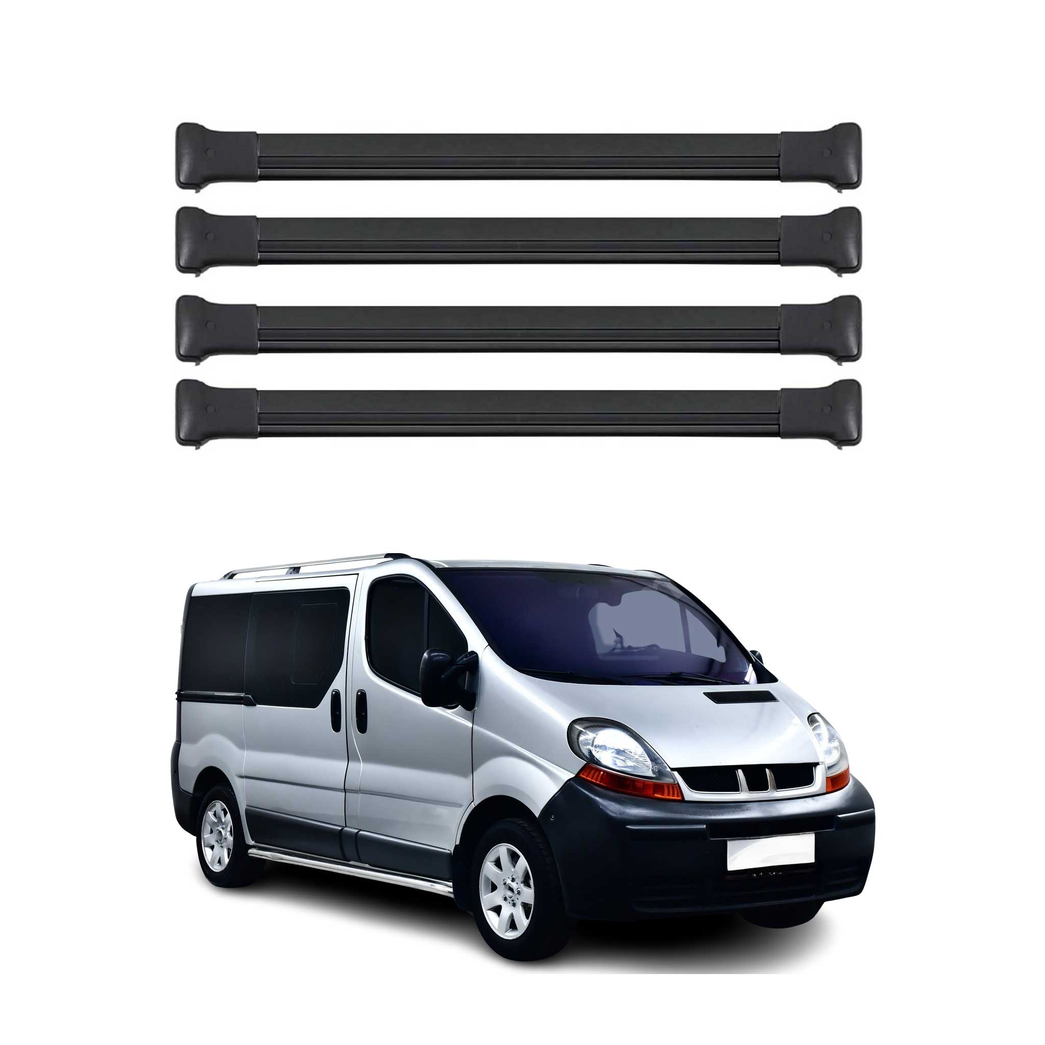 Barras de Techo Coche para Renault Trafic 2001-2014 Negro Aluminio 4Pza