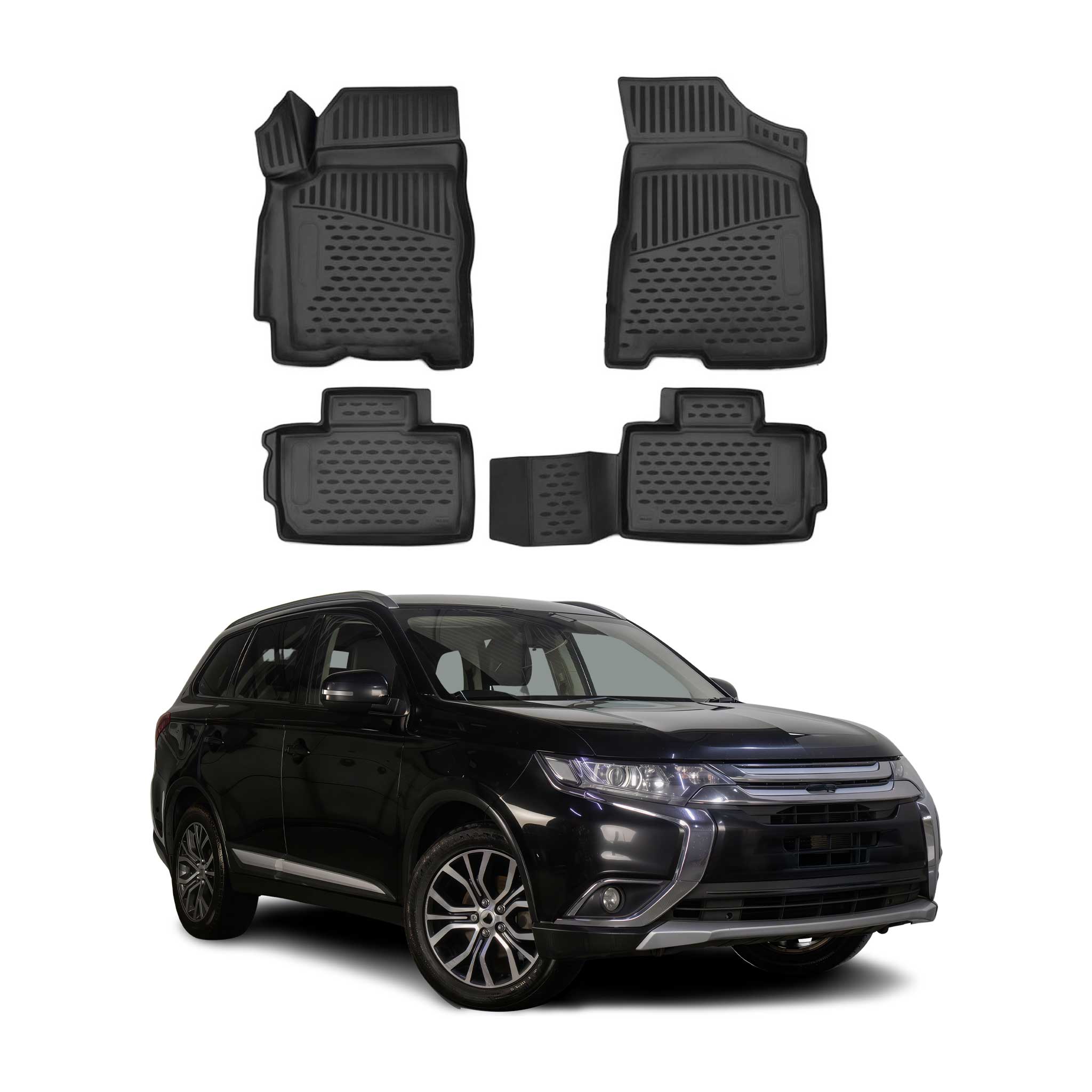 OMAC Alfombrillas De Coche para Mitsubishi Outlander 2012-2021 Negro Goma TPE 4x