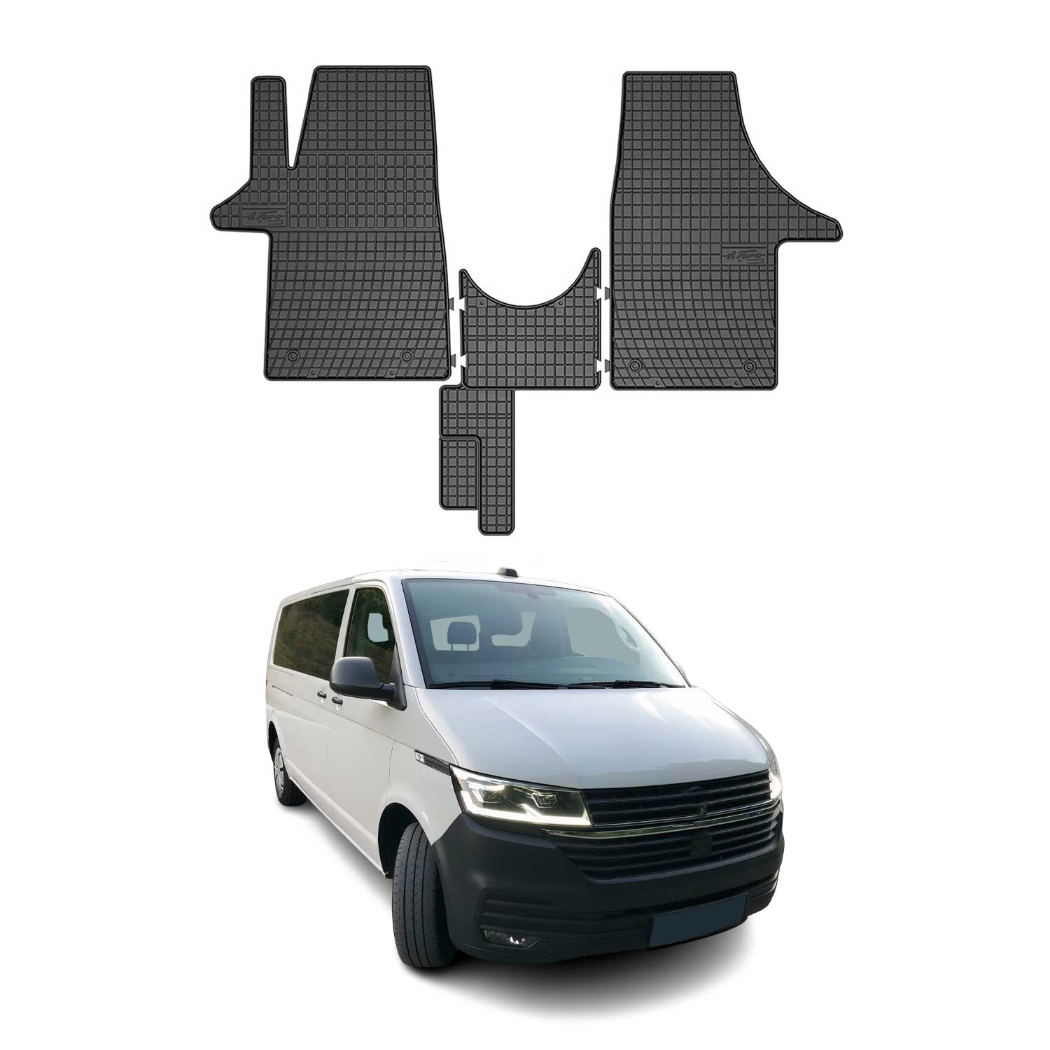 OMAC Alfombrillas De Coche para VW T6 T6.1 Transporter 2015-2024 Negro Goma