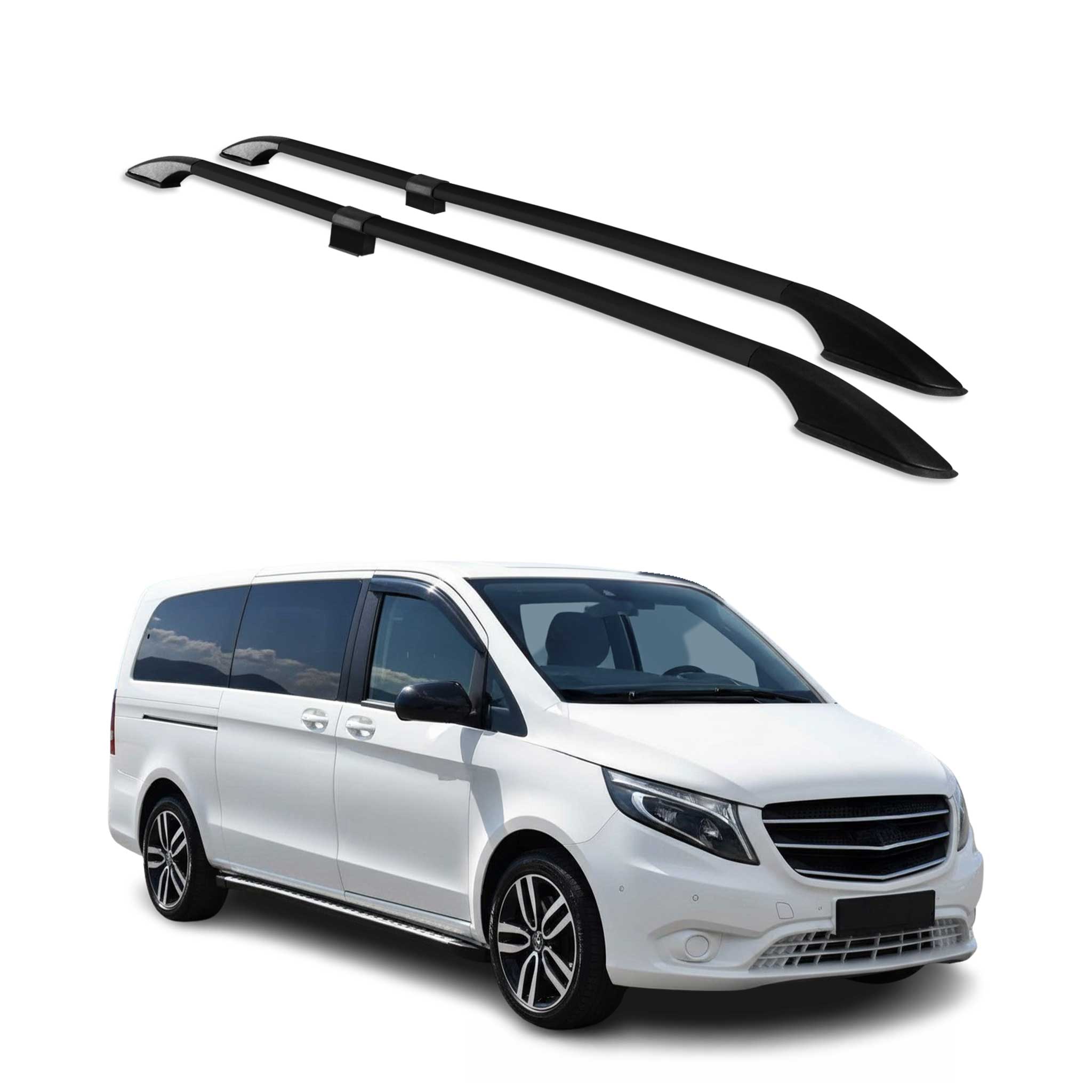 Rieles de Techo Coche para Mercedes Vito W639 W447 2003-2026 L3 ExtraLargo Negro