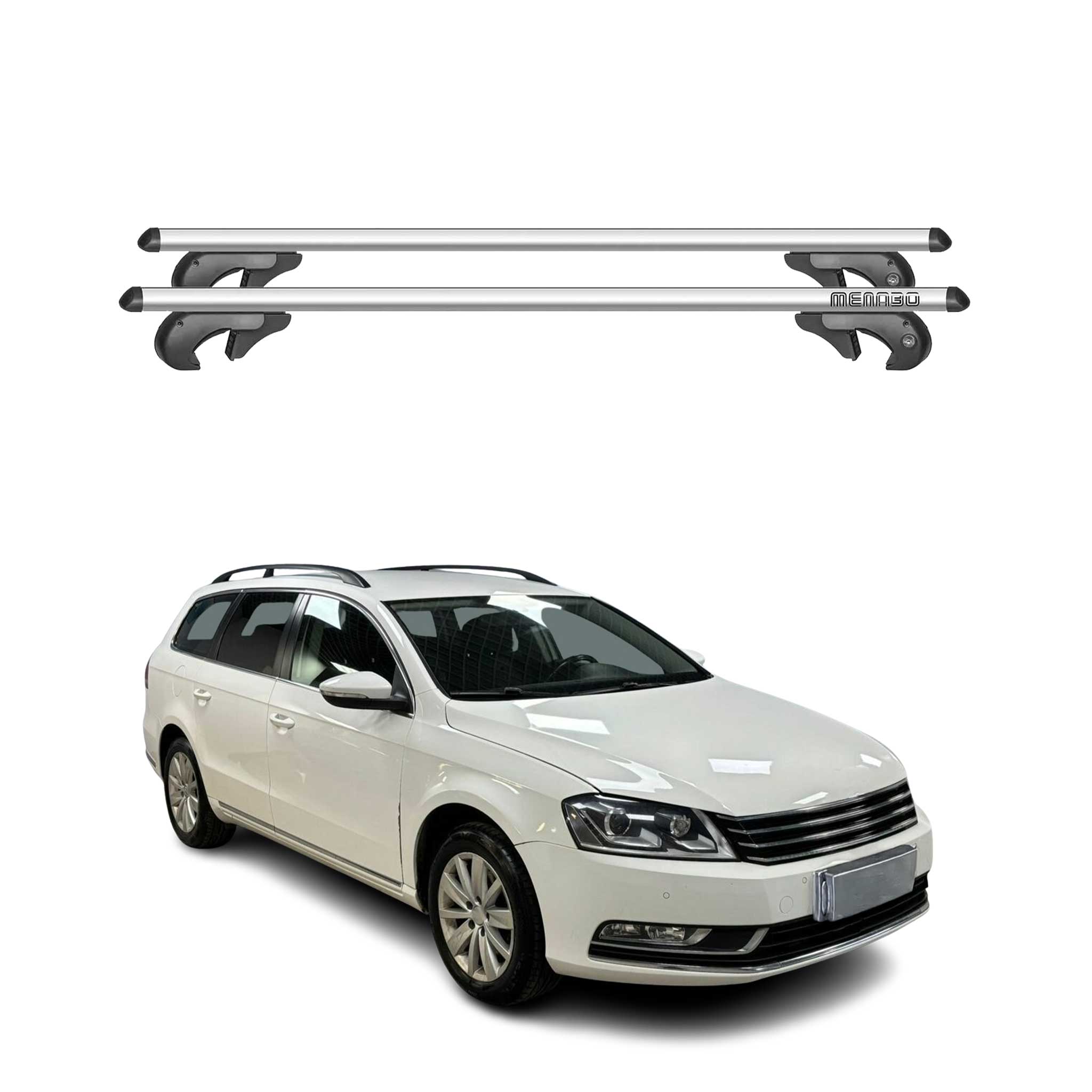 Menabo Barras de Techo Baca para VW Passat B8 Alltrack 2014-2018 Gris Alu 2Pza