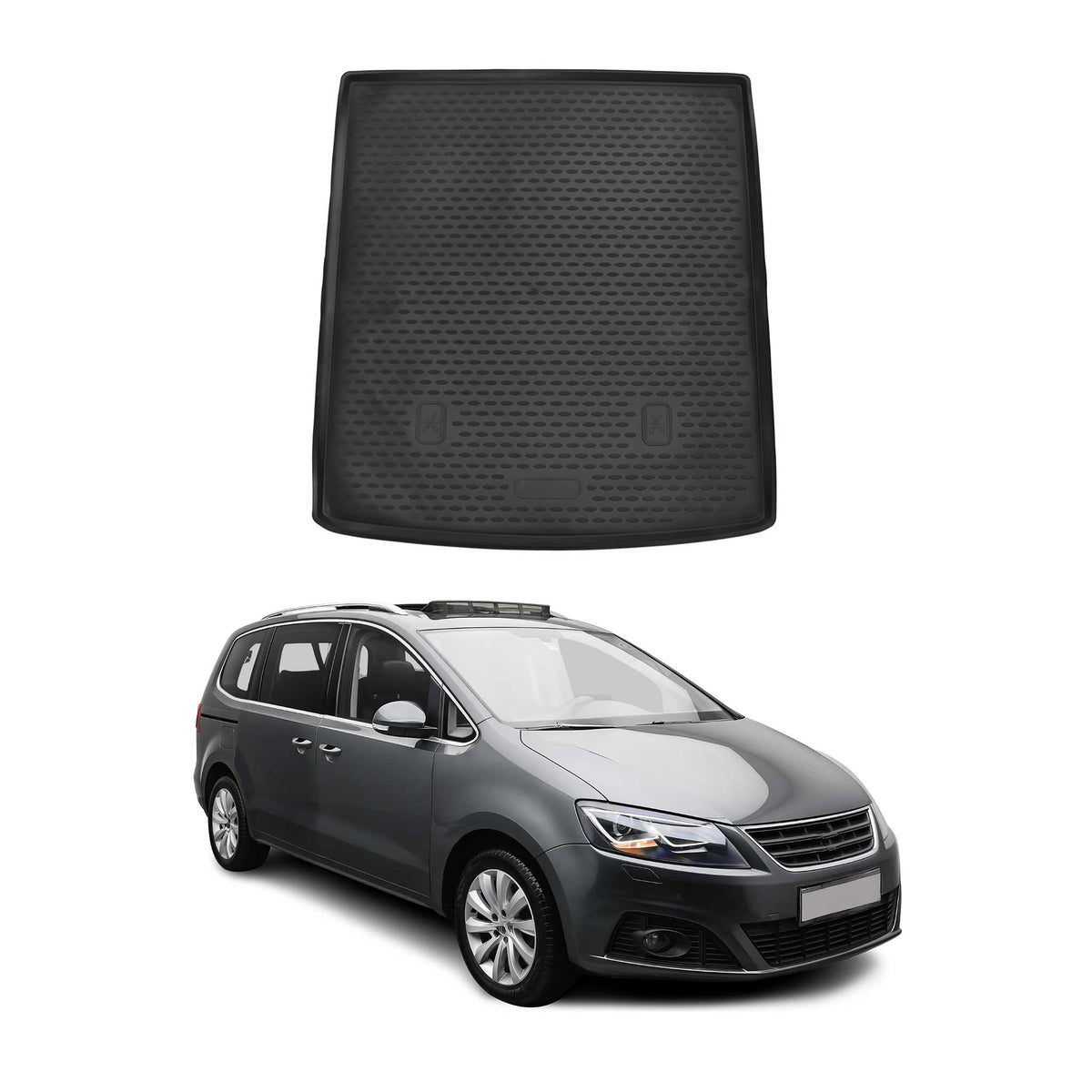 OMAC Bandeja Maletero Alfombrilla para Seat Alhambra 2017-2021 Negro Goma TPE