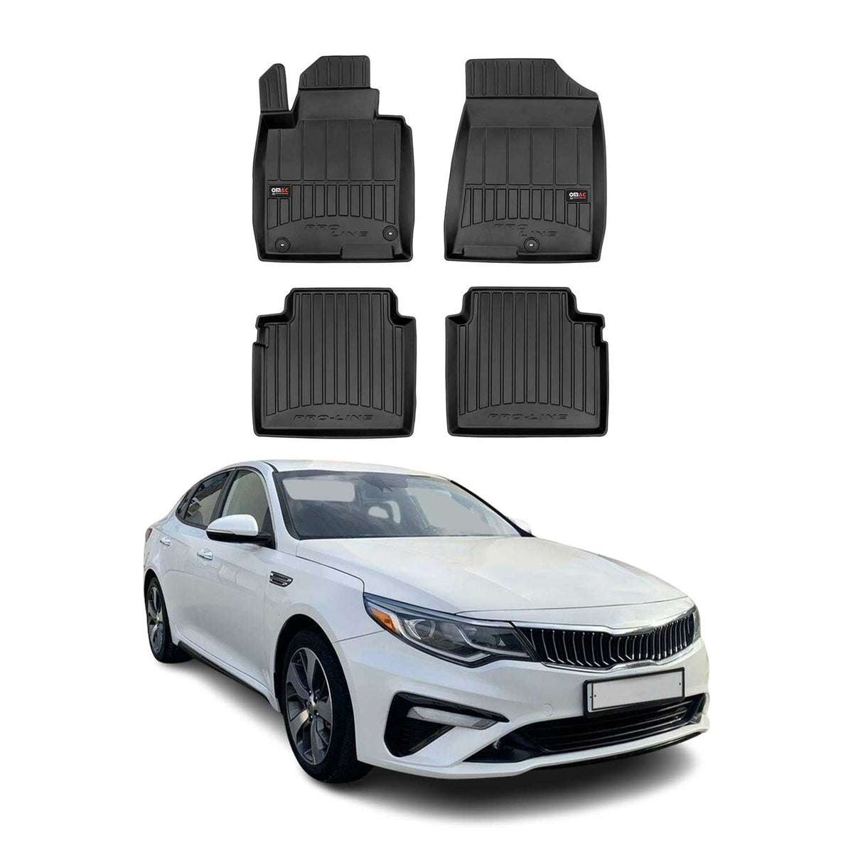 OMAC Premium Alfombrillas De Coche para Kia Optima 2015-2019 Negro TPE Goma 4Pza