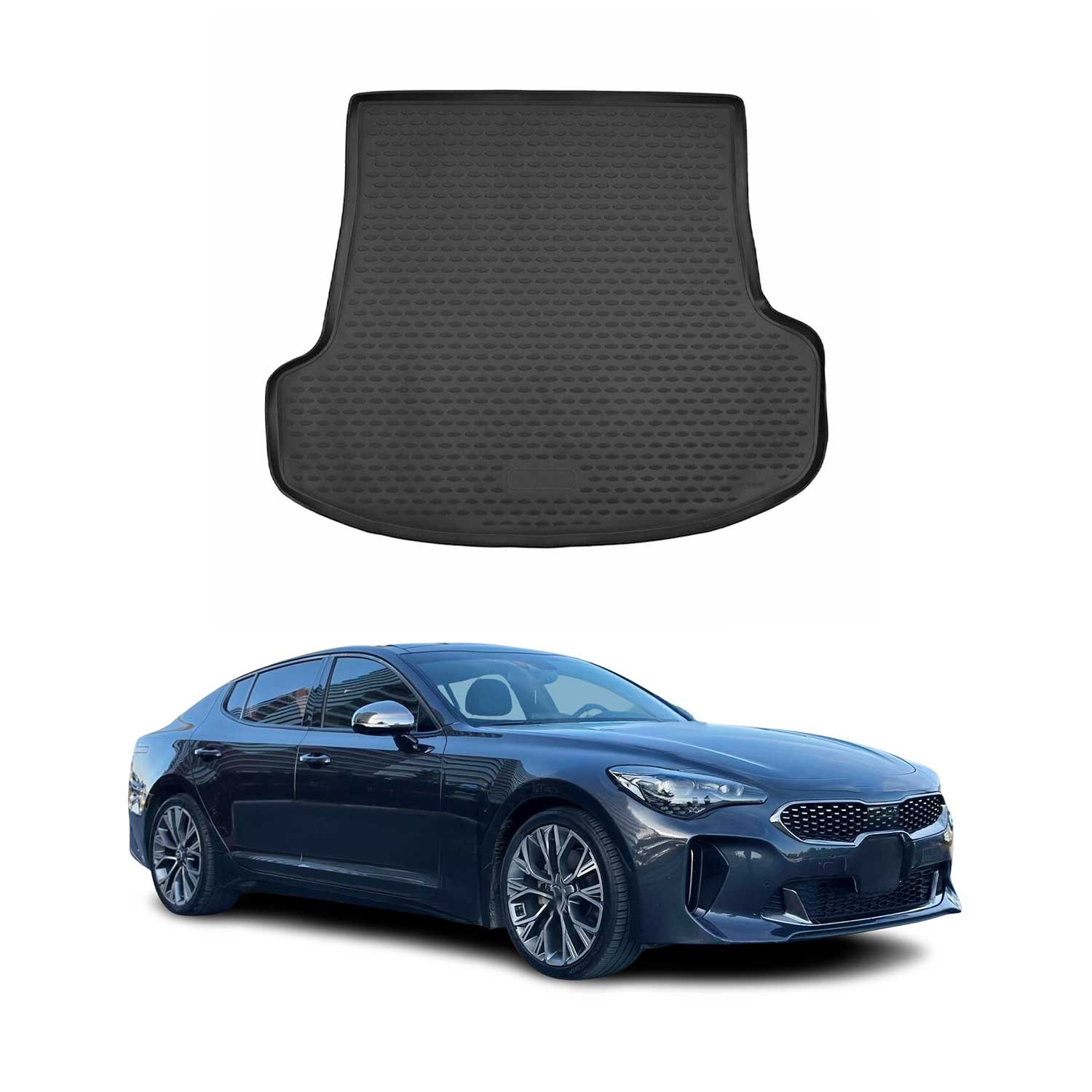 OMAC Bandeja Maletero Alfombrilla para Kia Stinger 2017-2025 Negro Goma TPE 1Pza