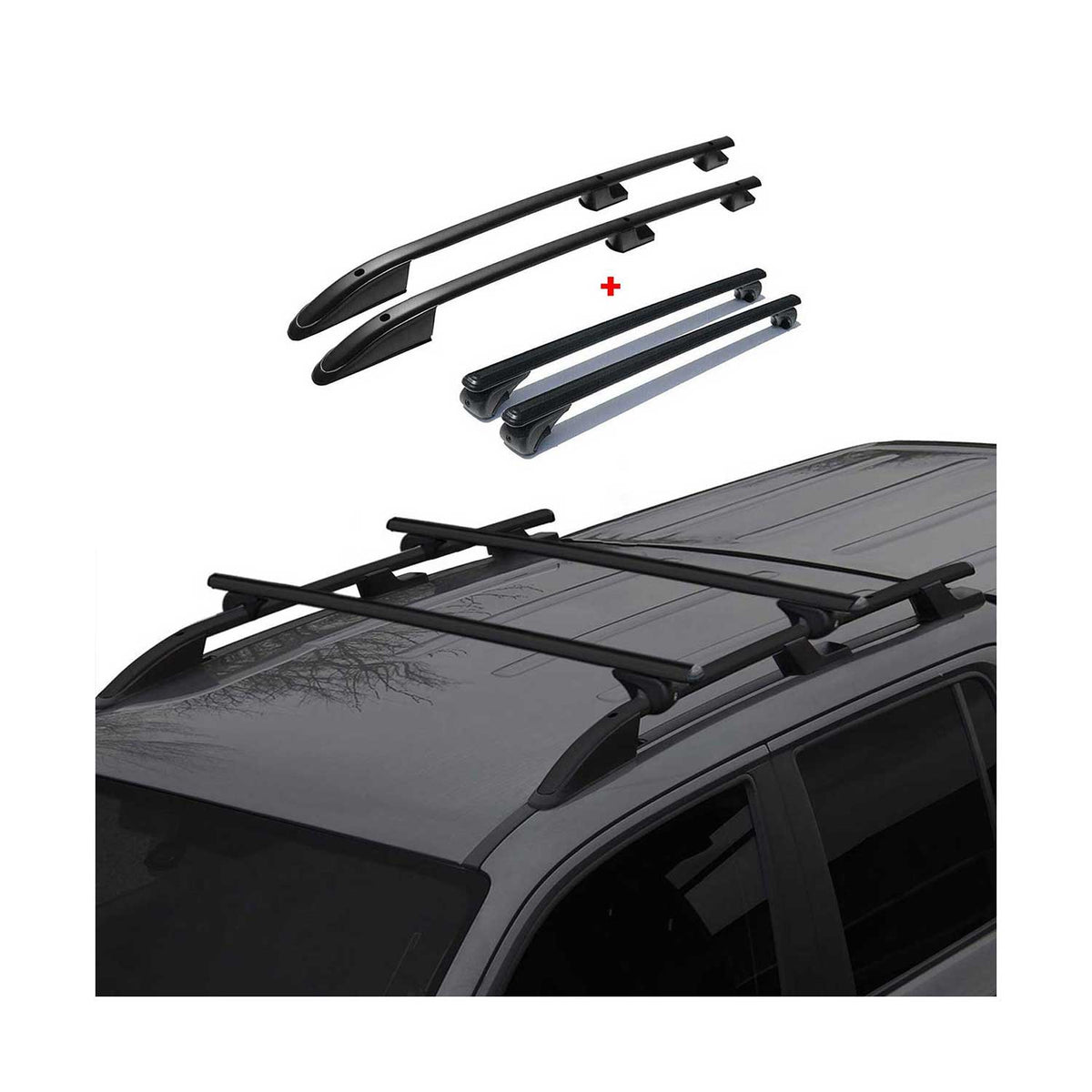 Rieles & Barras de Techo Coche para Fiat Fiorino Qubo Nemo Bipper Negro Alu 4Pza