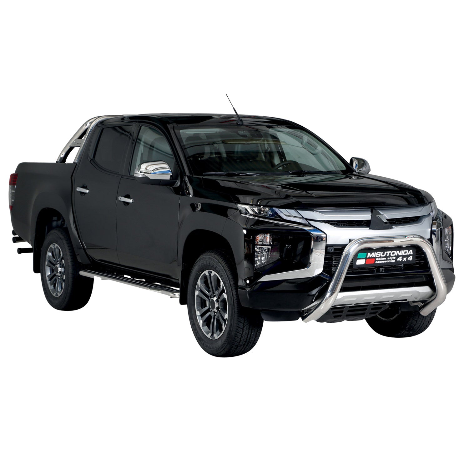 Bull Barra Frontal para Mitsubishi L200 2019-2023 Plata Brillante Acero