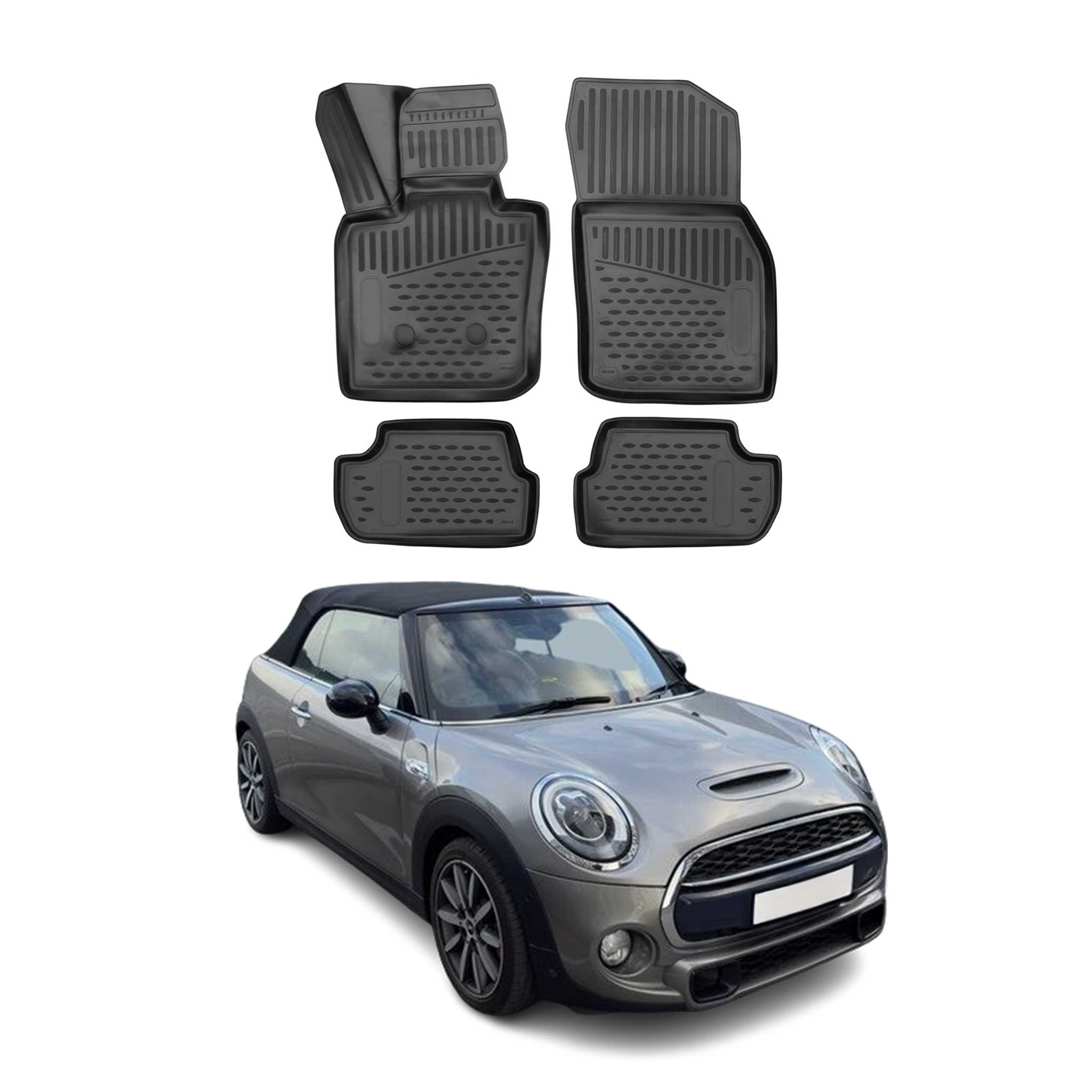 OMAC Alfombrillas De Coche para Mini Cabriolé F55 F56 F57 2014-2024 Negro TPE 4x