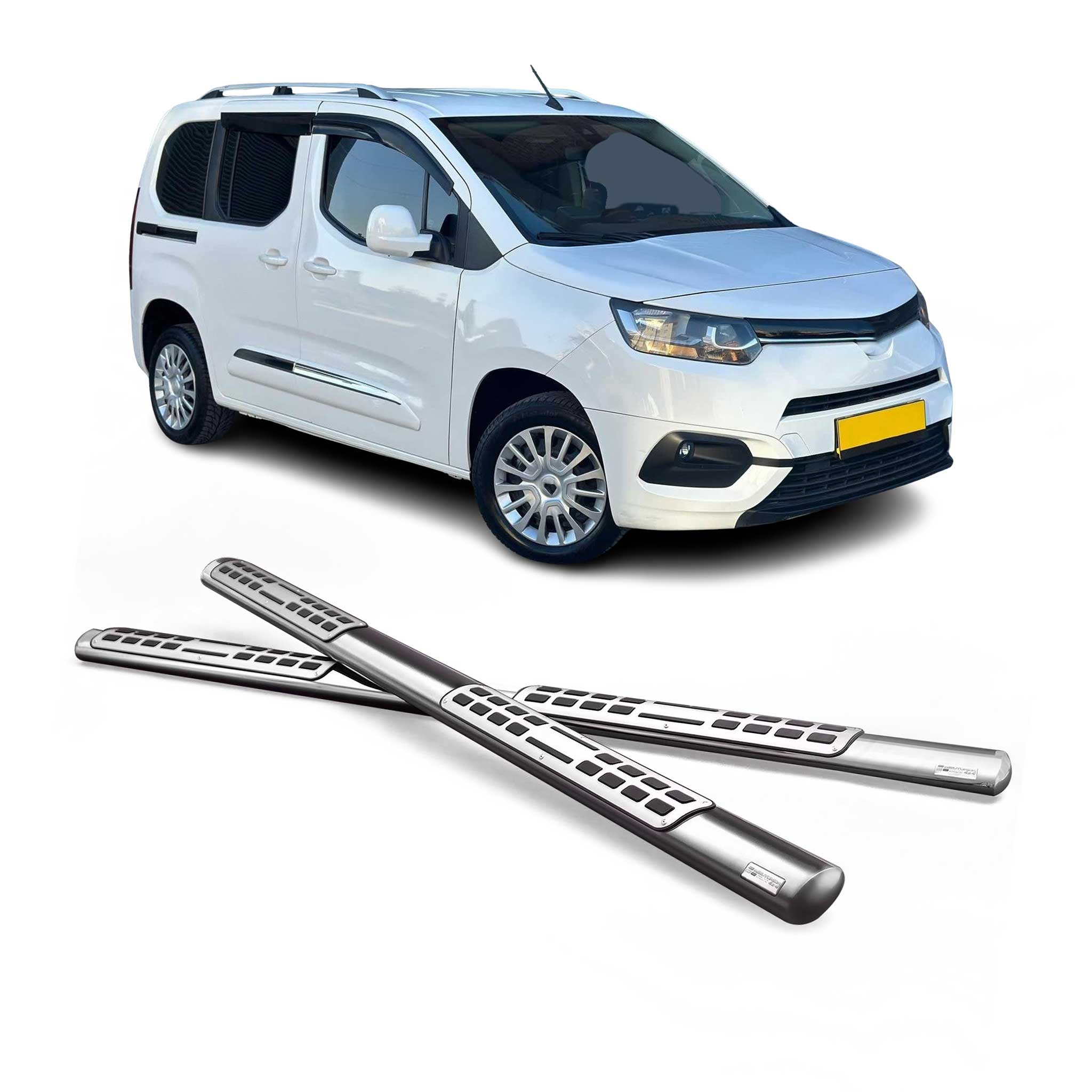 Estribos Barras Laterales para Toyota Proace 2016-2025 L3 Largo Plata Acero