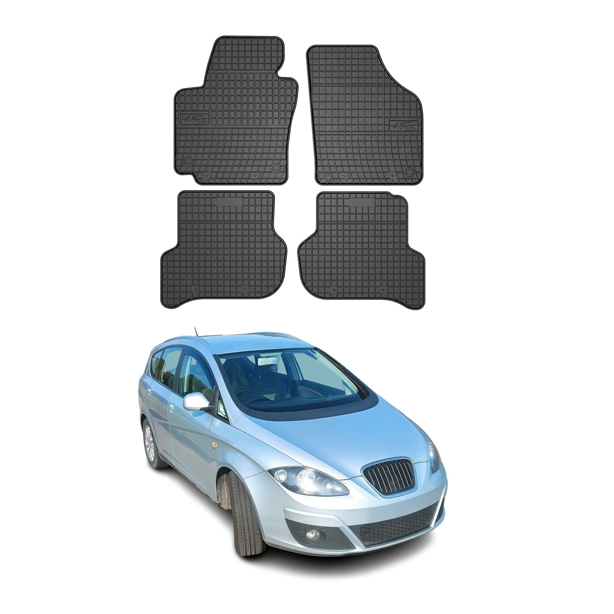 OMAC Alfombrillas De Coche para Seat Altea XL 2006-2015 Negro Goma TPE 4Pza