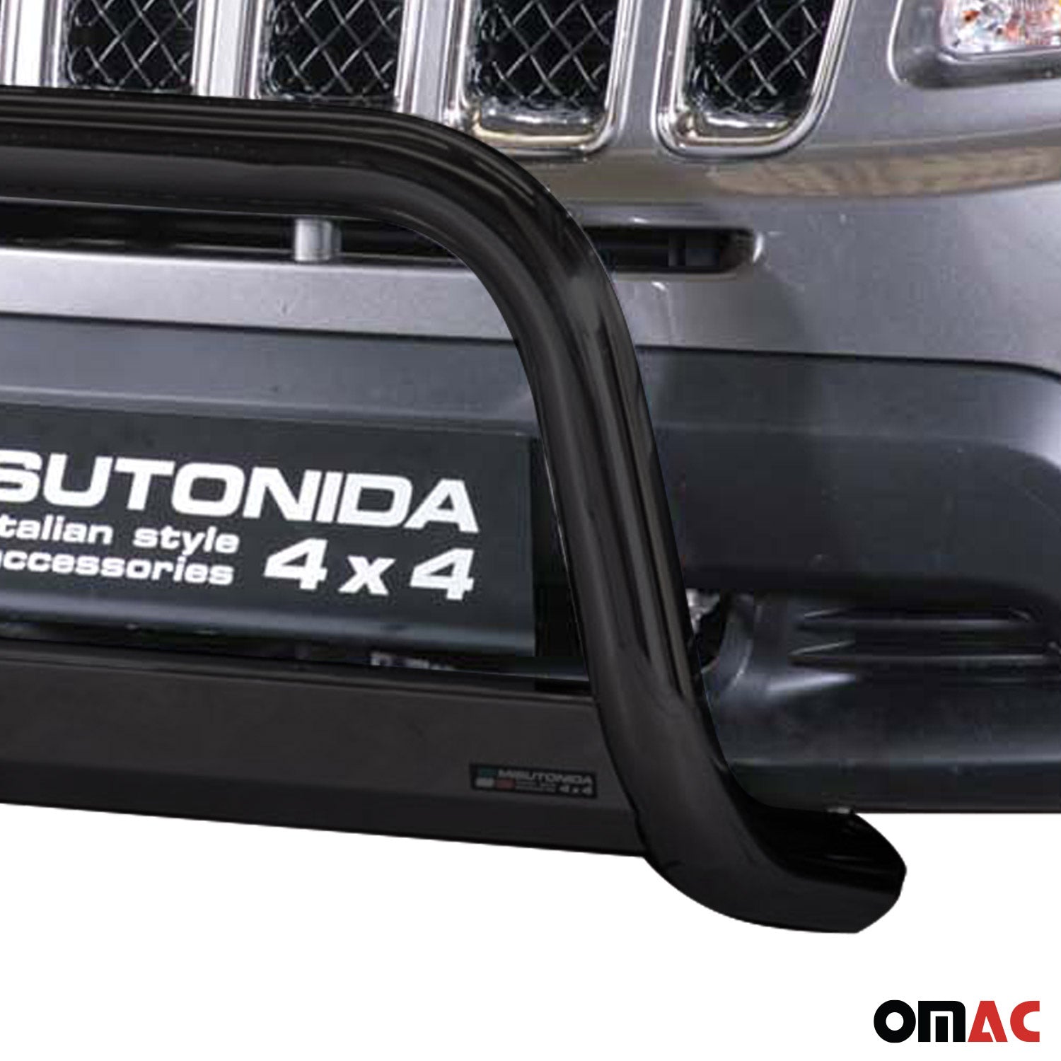 Bull Barra Frontal para Jeep Compass 2011-2016 Negro Brillante Acero
