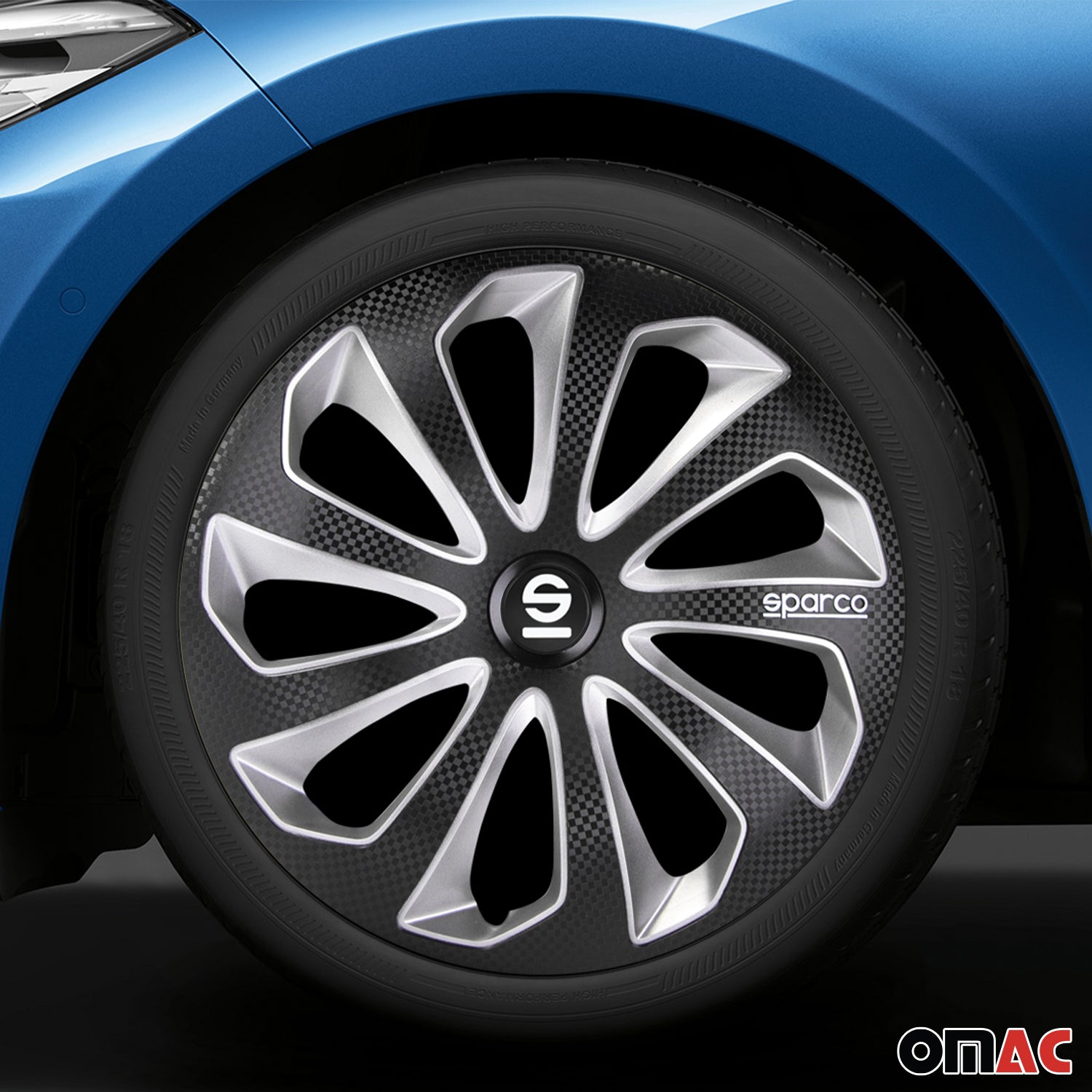 Sparco Sicilia Tapacubos 16" pulgadas Universal Plata Carbono Negro ABS