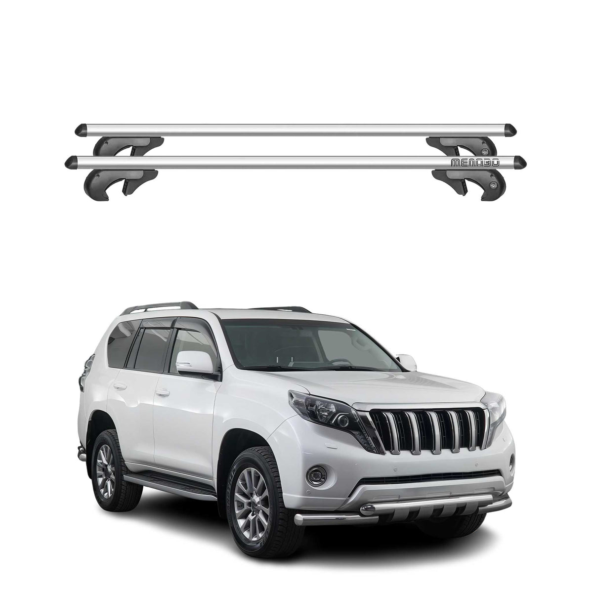 Menabo Barras de Techo Coche Barra para Toyota Land Cruiser J200 2007-2020 Gris