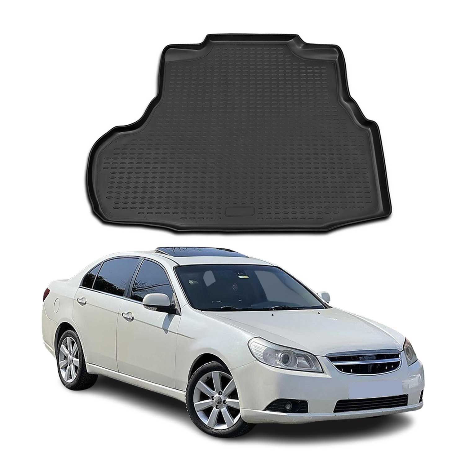 OMAC Bandeja Maletero Alfombrilla para Chevrolet Epica 2006-2021 Negro Goma TPE