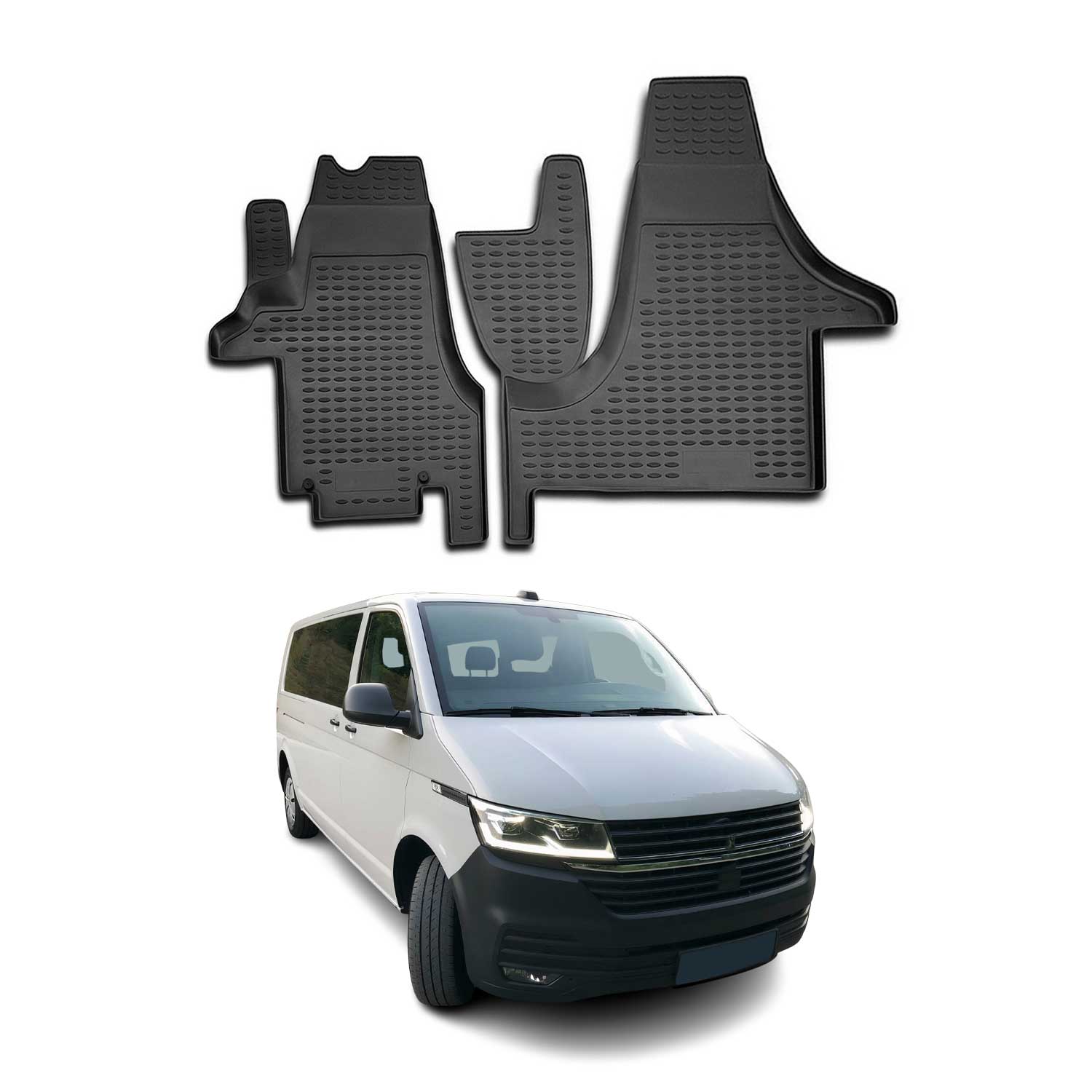 OMAC Alfombrillas De Coche para VW T6 T6.1 Transporter 2015-2024 Negro 2Pza