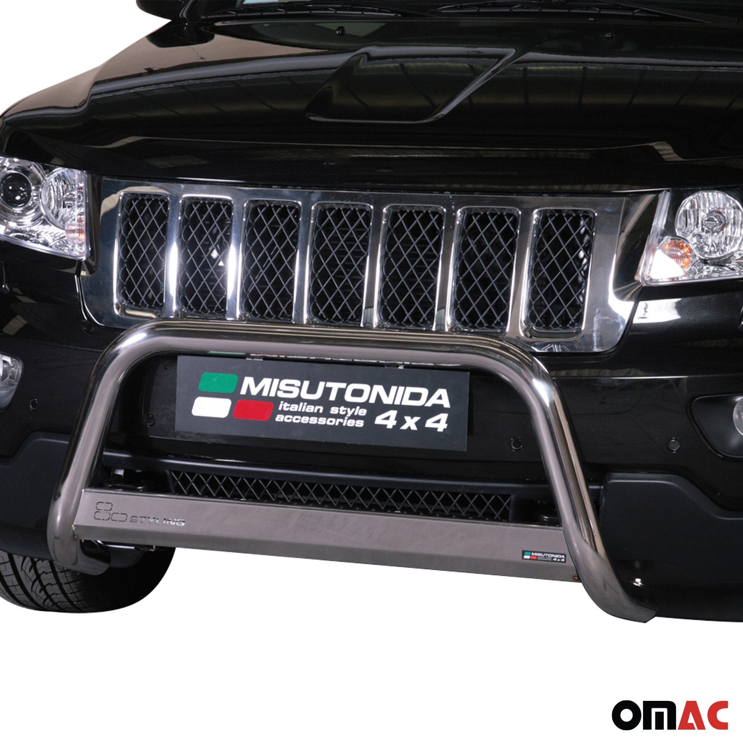 Bull Barra Frontal para Jeep Grand Cherokee 2010-2013 Plata Brillante Acero 1Pza