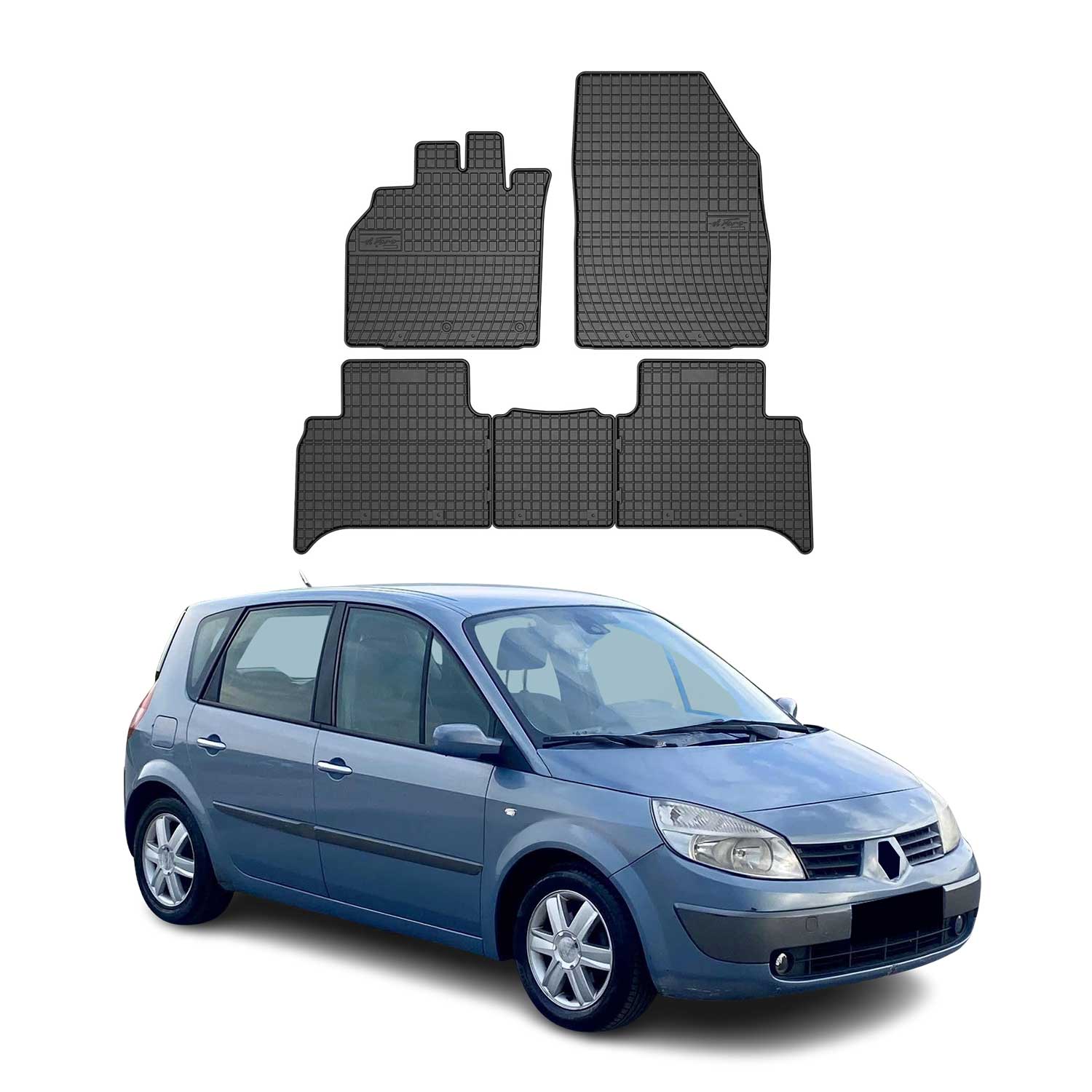 OMAC Alfombrillas De Coche para Renault Scenic 2003-2009 Negro Goma 5Pza