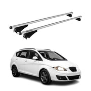 Menabo Barras Techo Coche Baca para Seat Altea XL 2009-2015 Gris Aluminio 2Pza