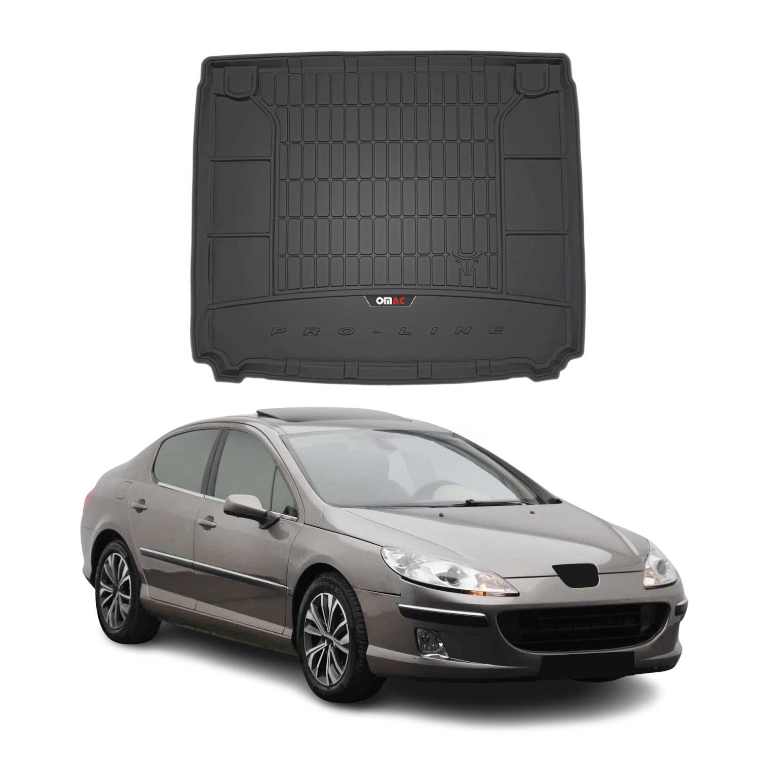 OMAC Premium Bandeja Maletero Alfombrilla para Peugeot 407 2004-2011 Negro TPE