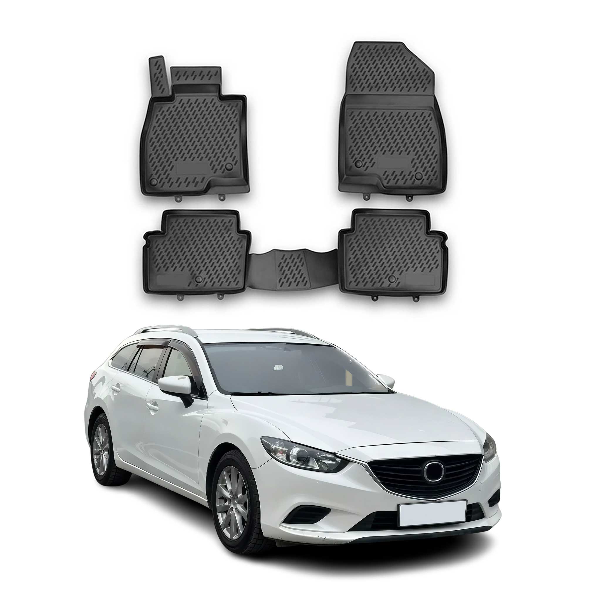 OMAC Alfombrillas De Coche para Mazda 6 Familiar 2012-2021 Negro Goma TPE 4Pza