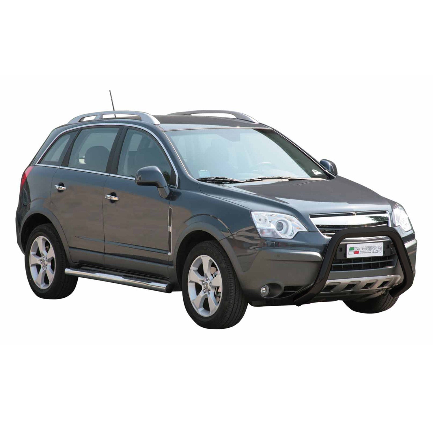 Bull Barra Frontal para Opel Antara 2007-2011 Negro Brillante Acero