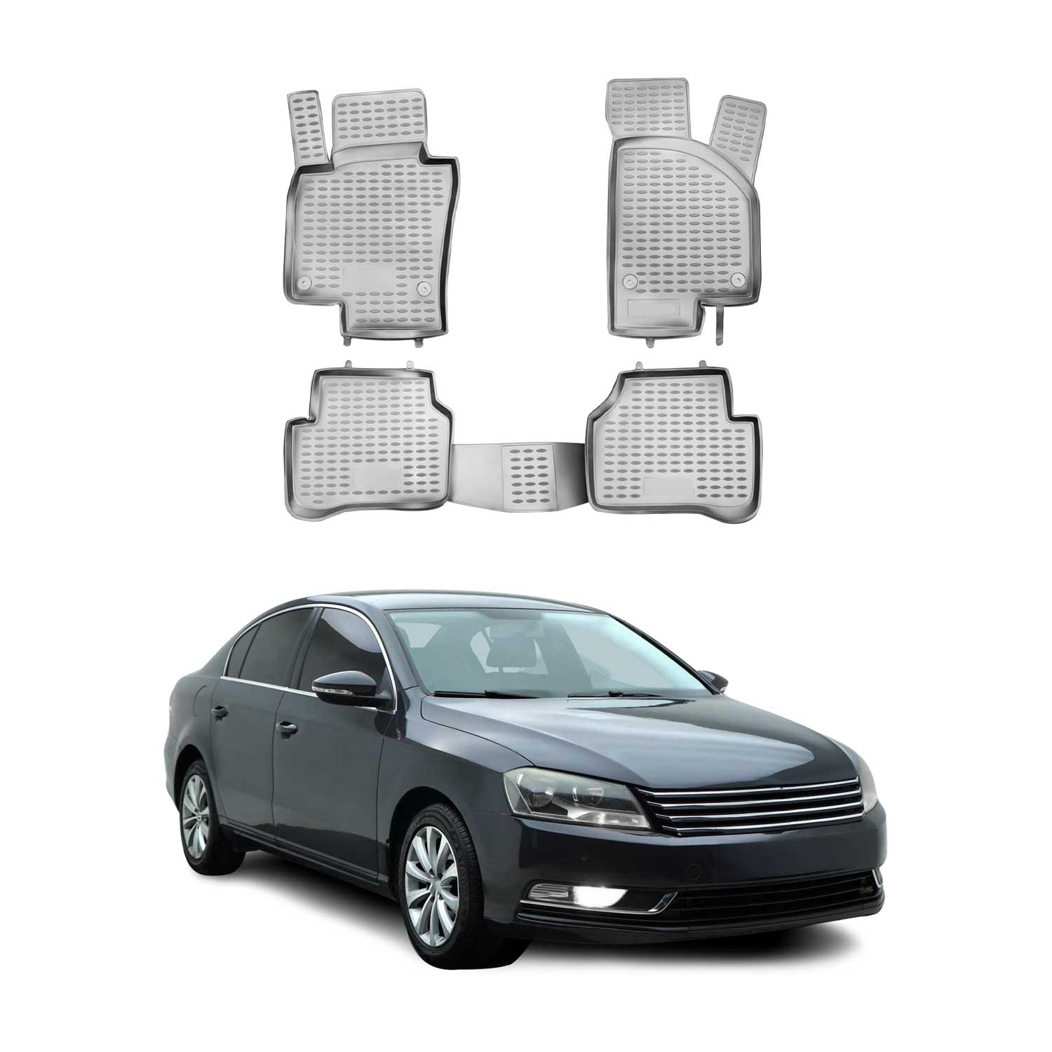 OMAC Alfombrillas De Coche para VW Passat B7 2011-2015 Gris Goma TPE 4Pza