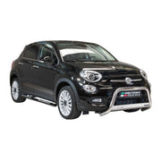 Par de Estribos Barras Laterales para Fiat 500X 2014-2018 Negro Brillante Acero