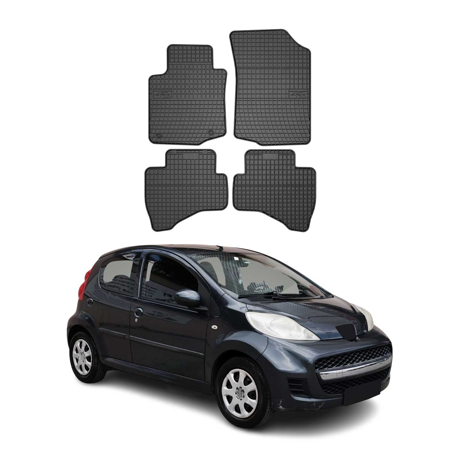 OMAC Alfombrillas De Coche para Peugeot 107 2005-2014 Negro Goma TPE 4Pza