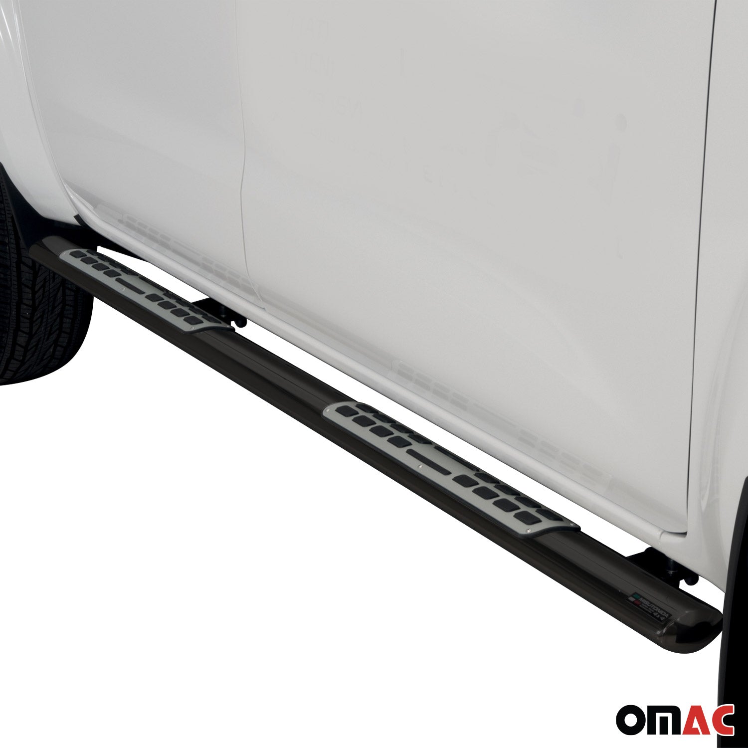 Par de Estribos Barras Laterales para Renault Alaskan 2017-2021 Negro Acero