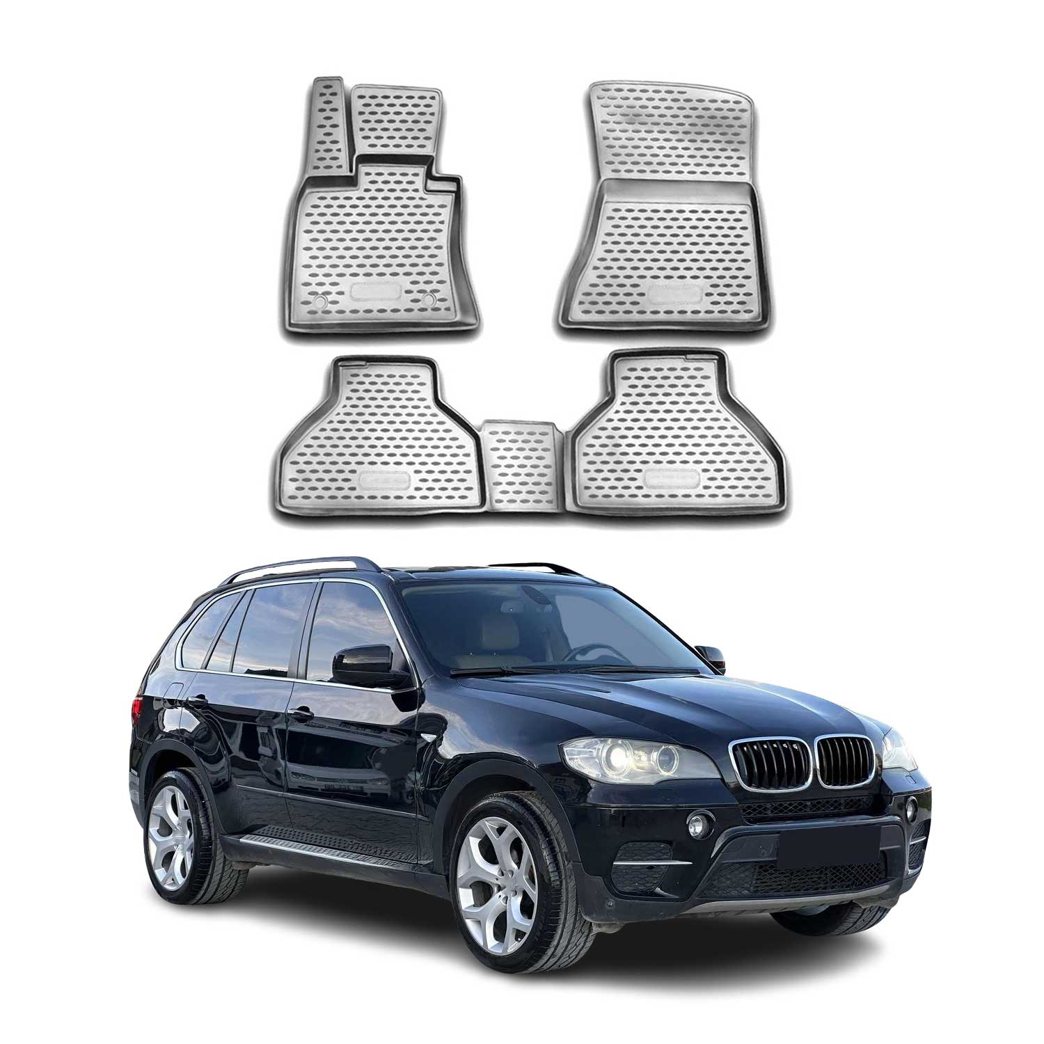 OMAC Alfombrillas De Coche para BMW X5 E70 2006-2013 Gris Goma TPE 4Pza