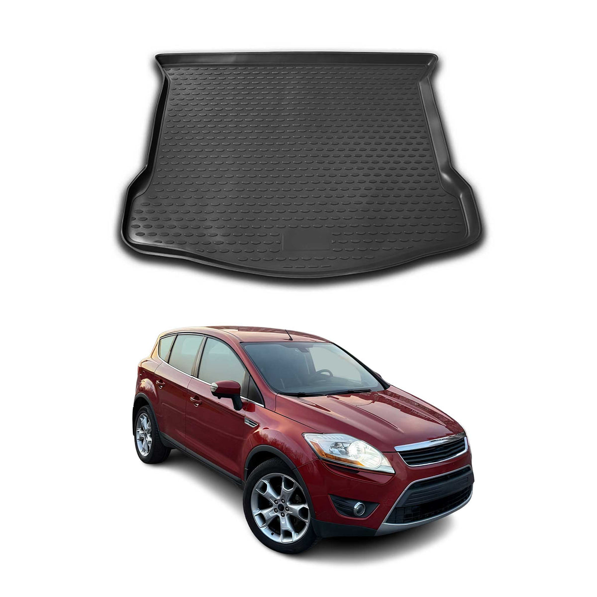 OMAC Bandeja Maletero Alfombrilla para Ford Kuga 2008-2013 Negro Goma TPE 1Pza