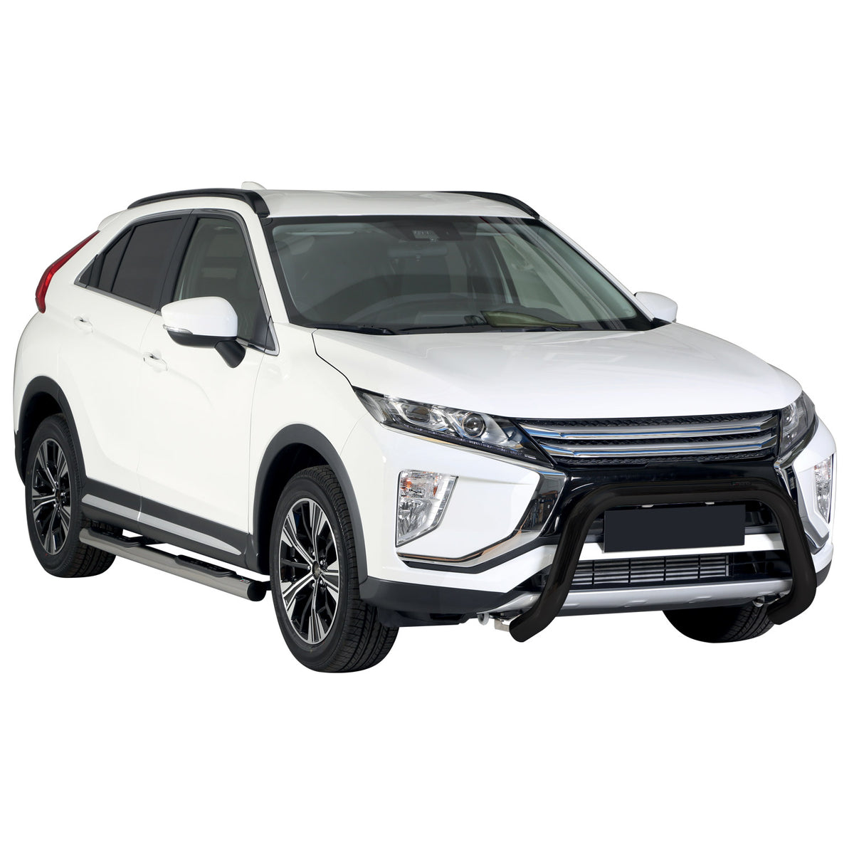Bull Barra Frontal para Mitsubishi Eclipse Cross 2018-2020 Negro Brillante Acero