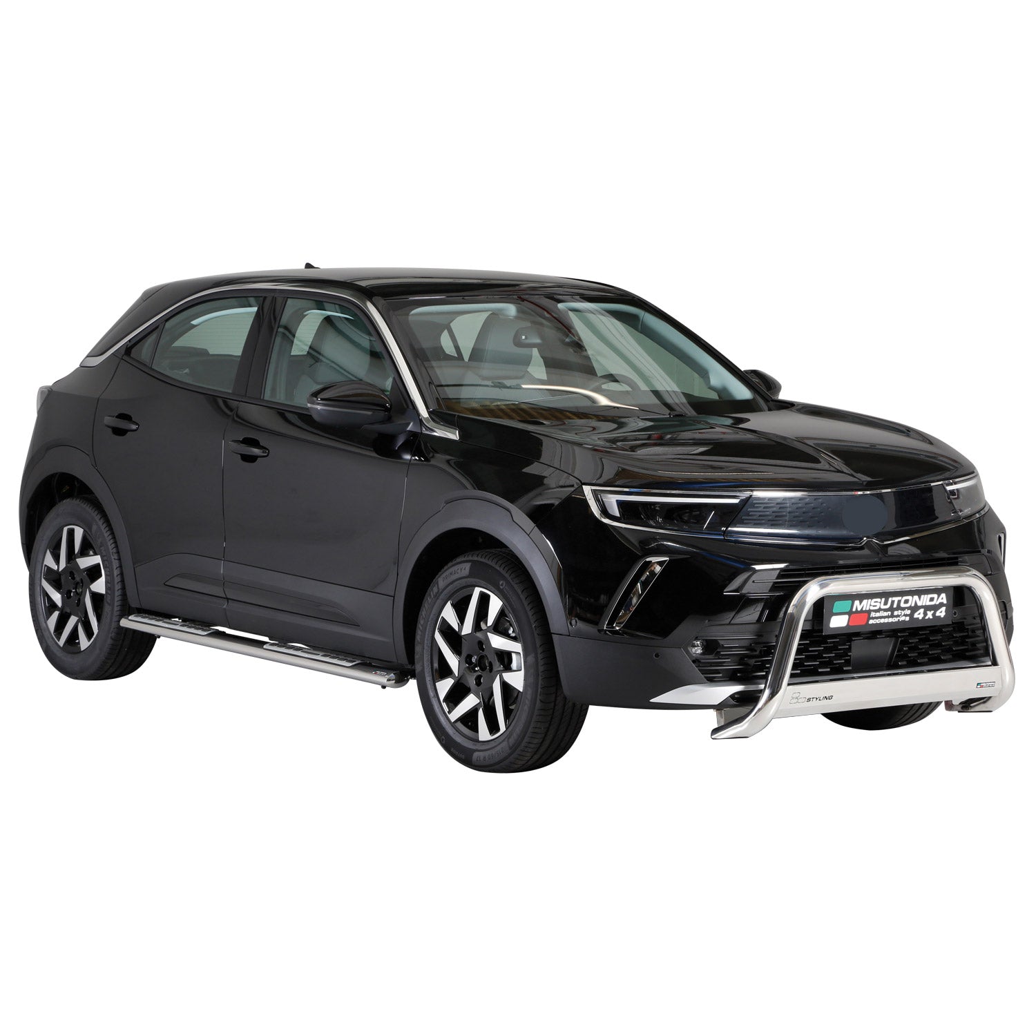 Bull Barra Frontal para Opel Mokka 2021-2025 Plata Brillante Acero 1Pza