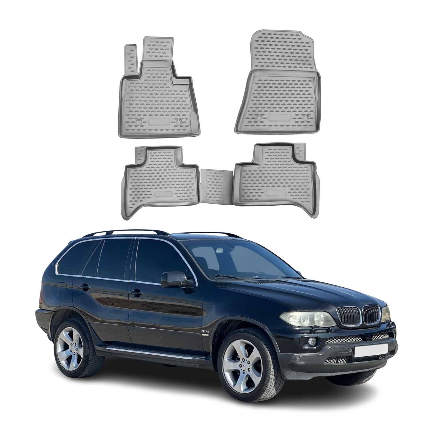 OMAC Alfombrillas De Coche para BMW X5 E53 1999-2006 Gris Goma TPE 4Pza