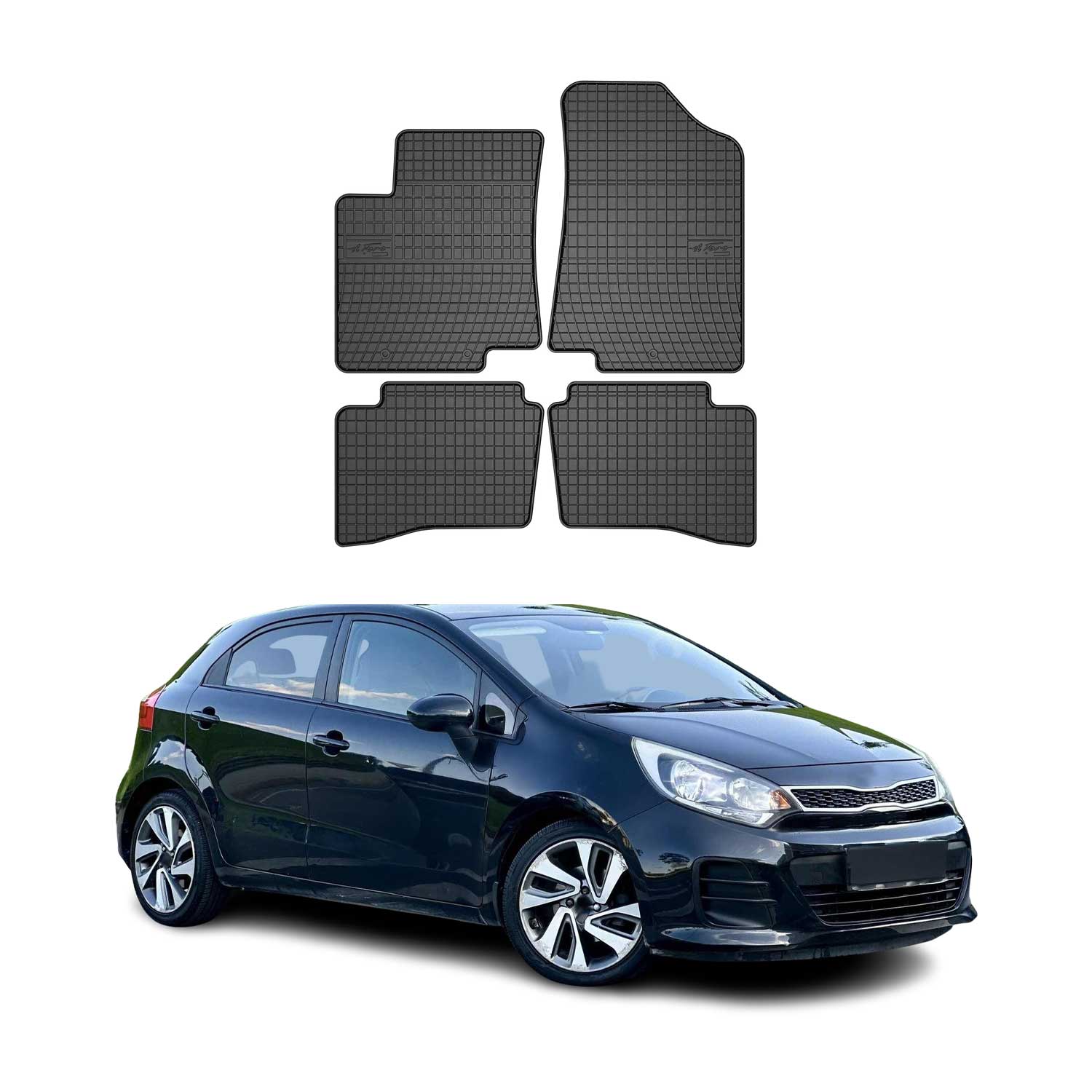 OMAC Alfombrillas De Coche para Kia Rio 2011-2017 Negro Goma 4Pza