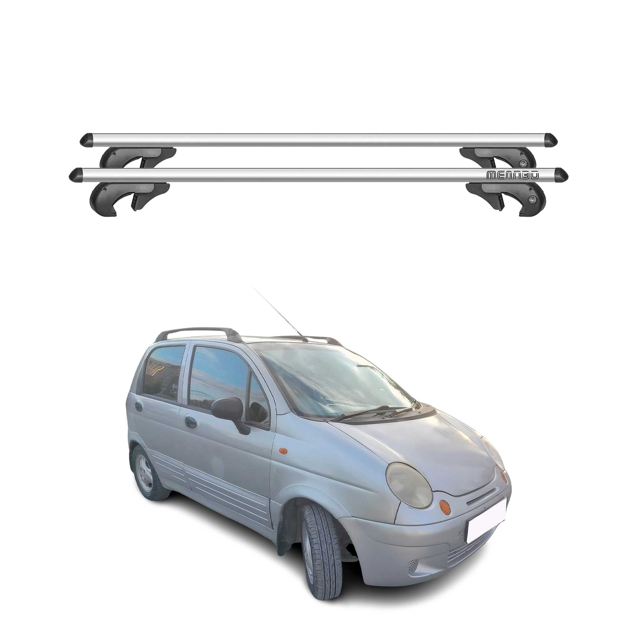 Menabo Barras de Techo Baca para Daewoo Matiz 1998-2007 Gris Aluminio 2Pza