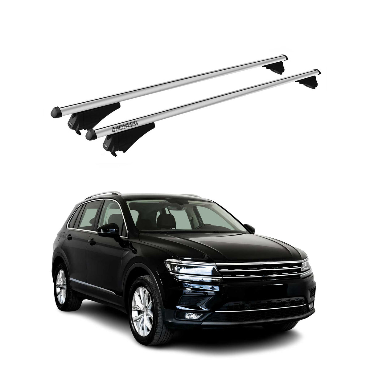 Menabo Barras de Techo Coche Baca para VW Tiguan Allspace 2016-2020 Gris Alu 2x