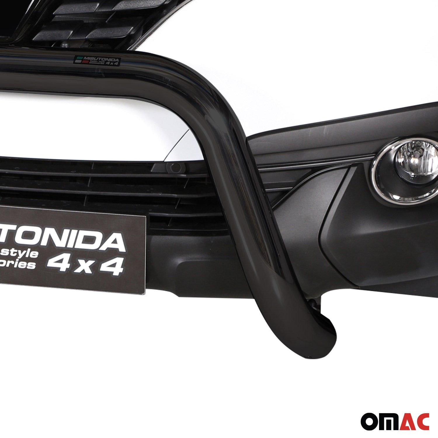 Bull Barra Frontal para Renault Kadjar 2015-2018 Negro Brillante Acero 1Pza