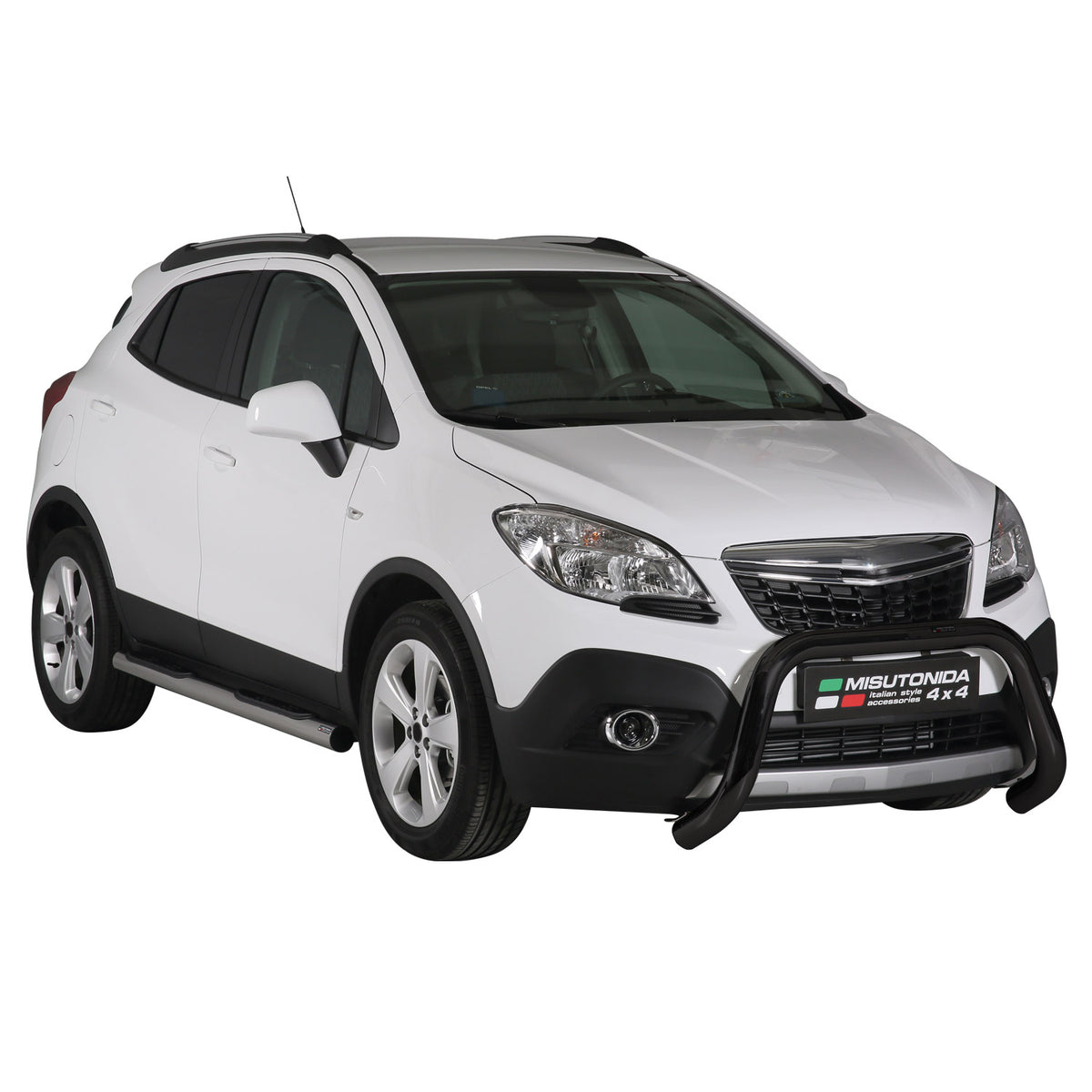 Bull Barra Frontal para Opel Mokka 2012-2016 Negro Brillante Acero