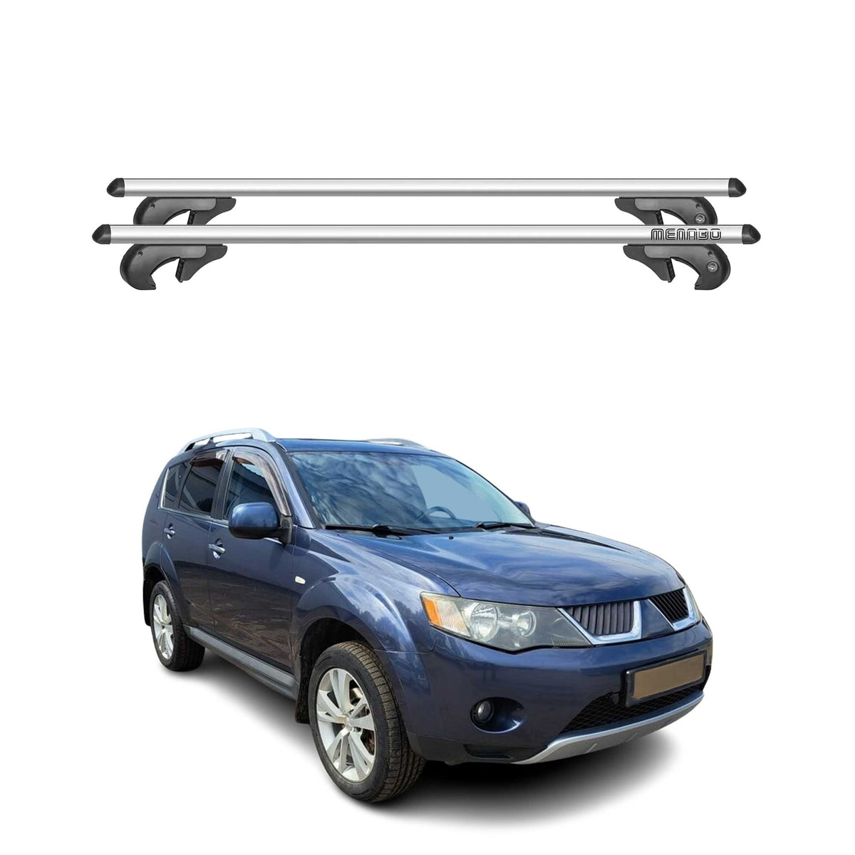Menabo Barras de Techo Coche Barra para Mitsubishi Outlander 2006-2012 Gris Alu
