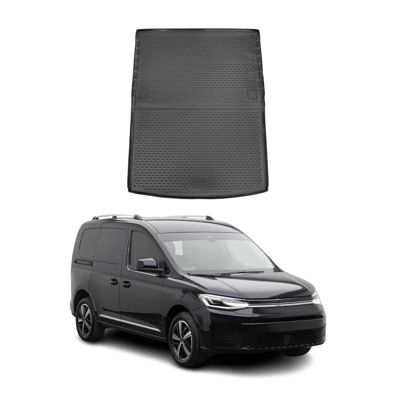 OMAC Bandeja Maletero Alfombrilla para VW Caddy 2020-2025 Negro Goma TPE 1Pza