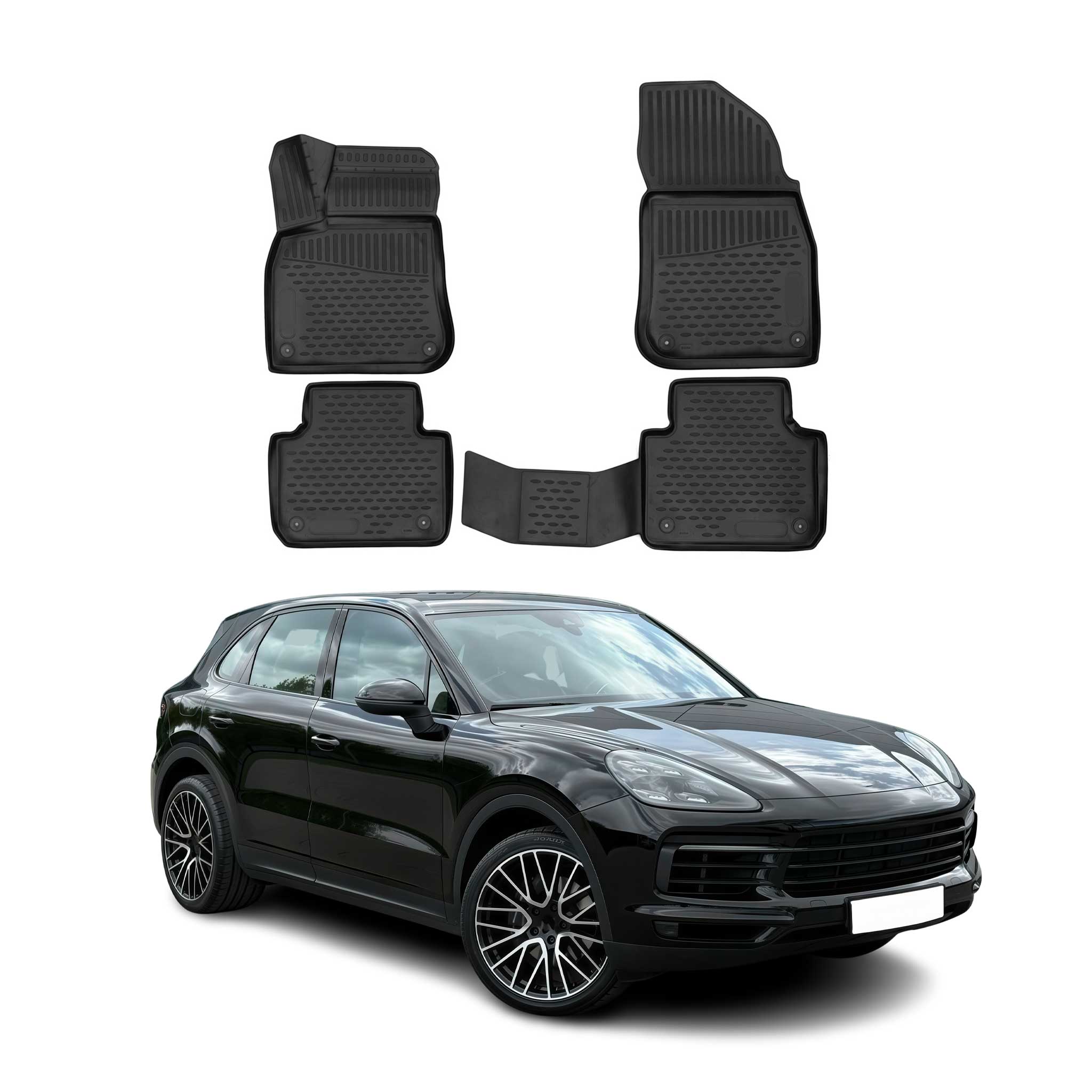 OMAC Alfombrillas Coche para Porsche Cayenne 9YA 2017-2023 Negro Goma TPE 4Pza