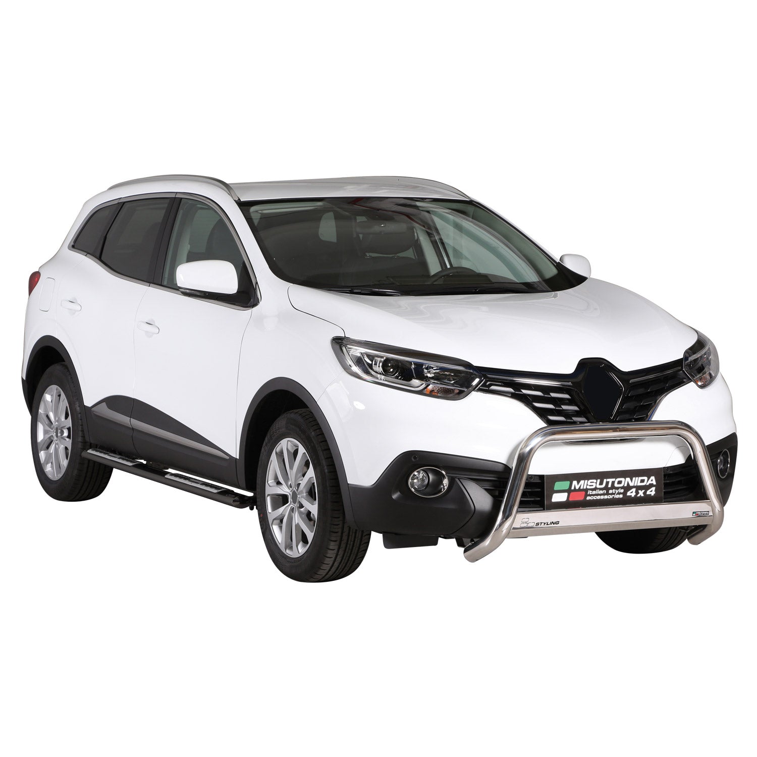 Par de Estribos Barras Laterales para Renault Kadjar 2015-2018 Negro Acero