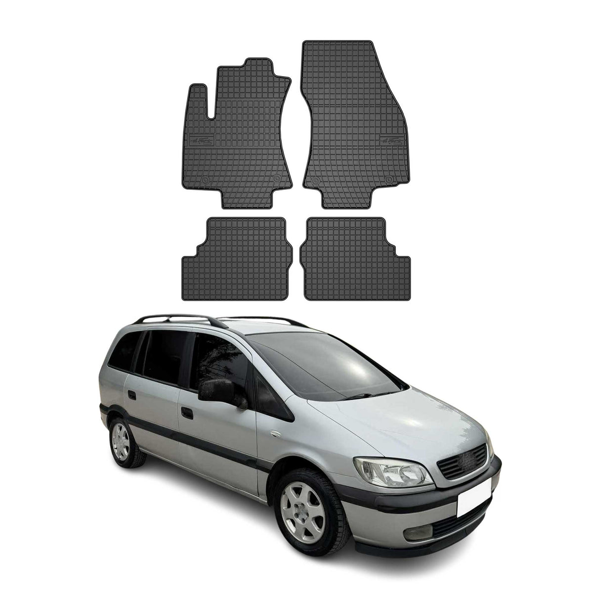 OMAC Alfombrillas De Coche para Opel Zafira 1999-2005 Negro Goma 4Pza