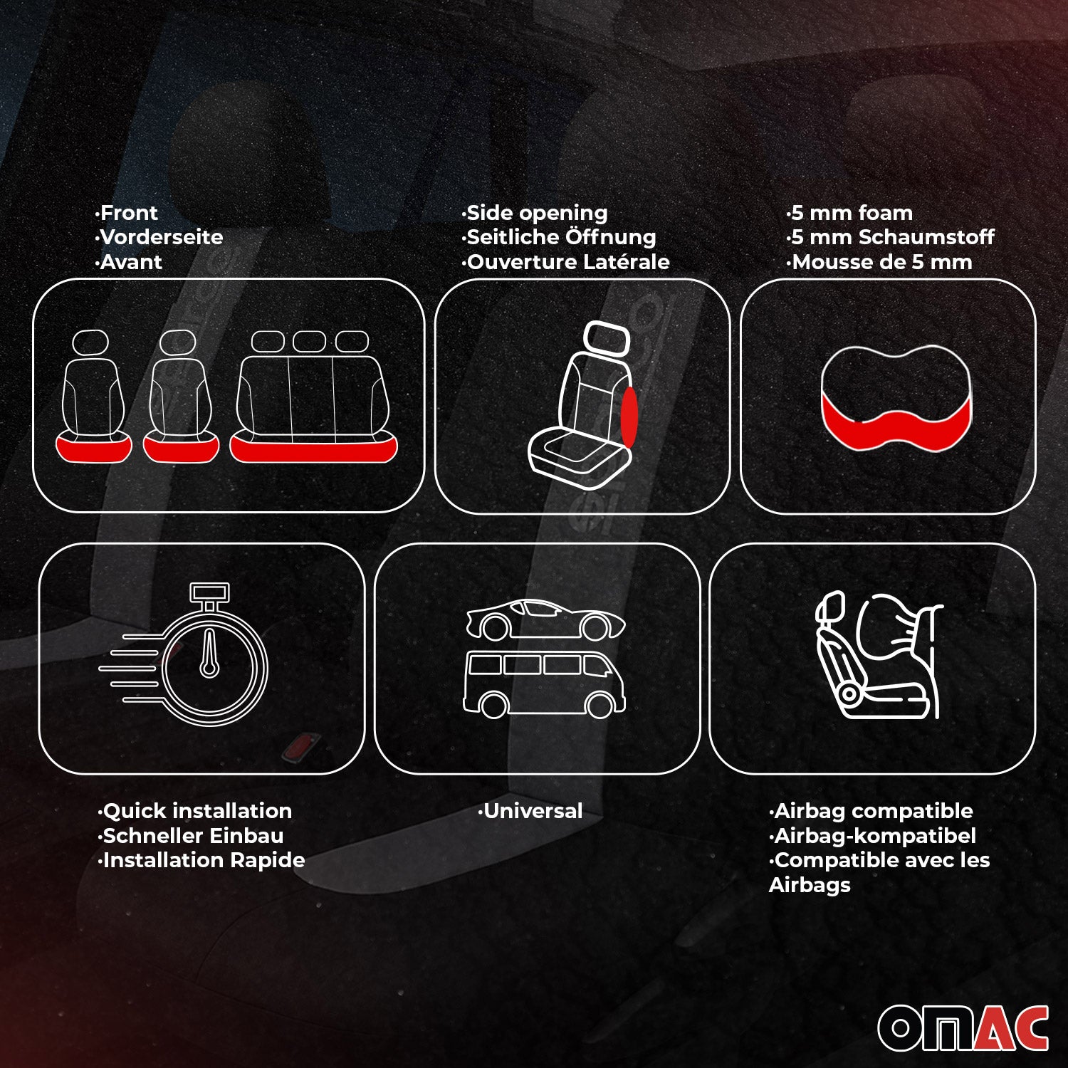 Sparco Funda de Asiento Universal Negro Azul delanteros traseros