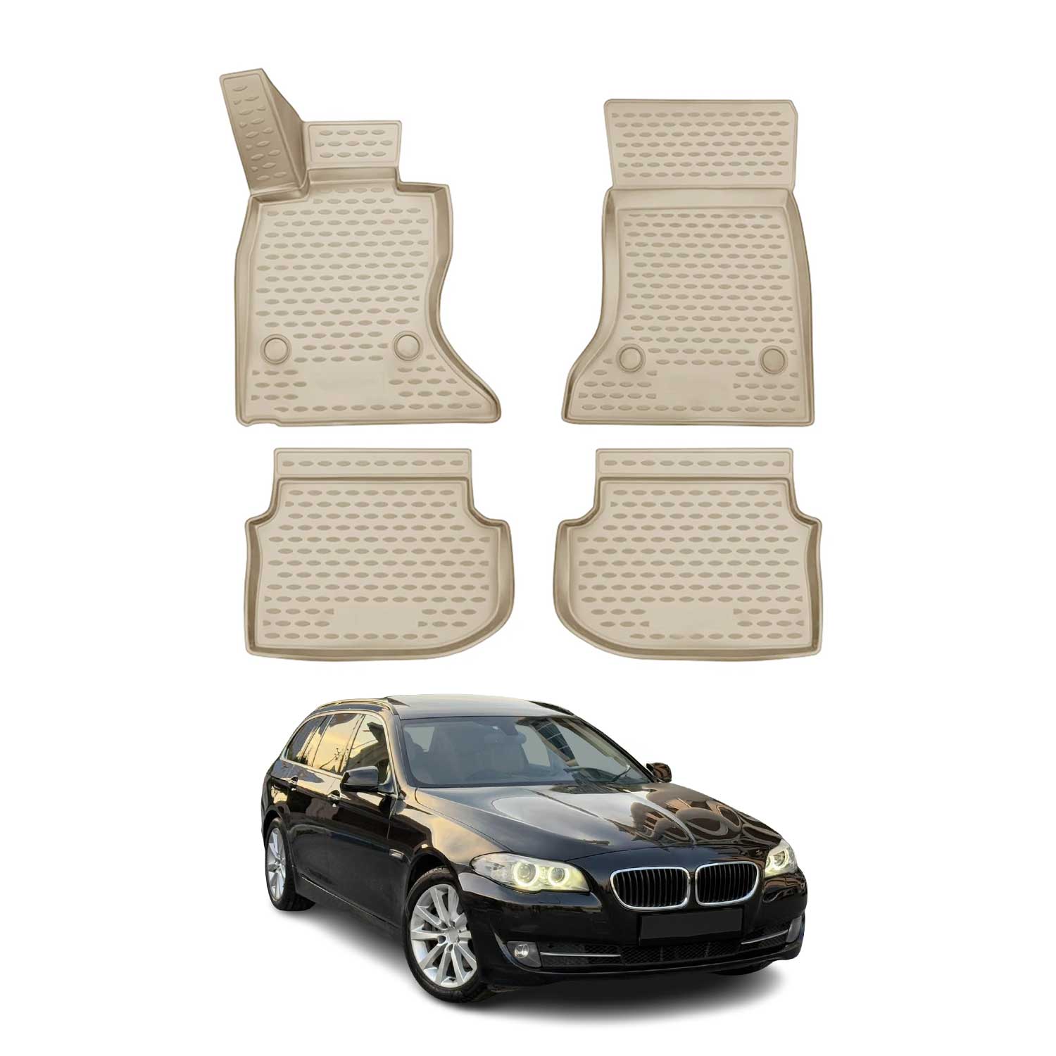 Alfombrillas De Coche para BMW Serie 5 F11 Touring 2010-13 4WD Xdrive Beige 4Pza