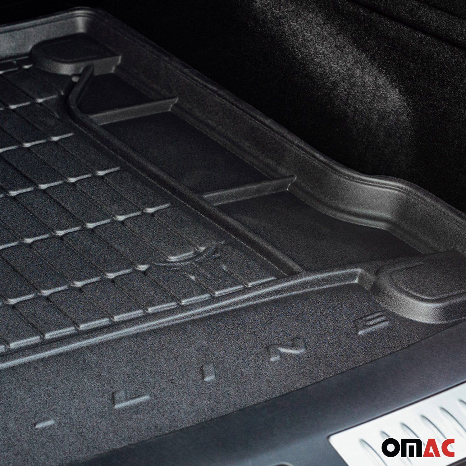 OMAC Premium Bandeja Maletero Alfombrilla para Opel Corsa 2014-2019 Negro TPE