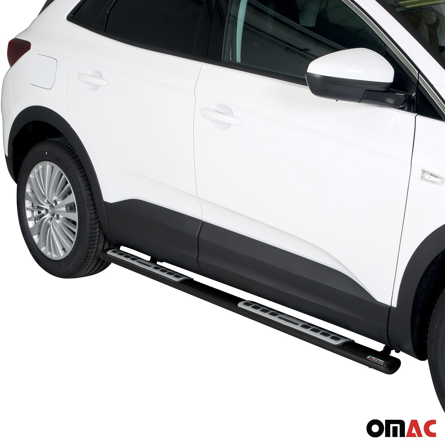 Par de Estribos Barras Laterales para Opel Grandland X 2018-2025 Negro Acero