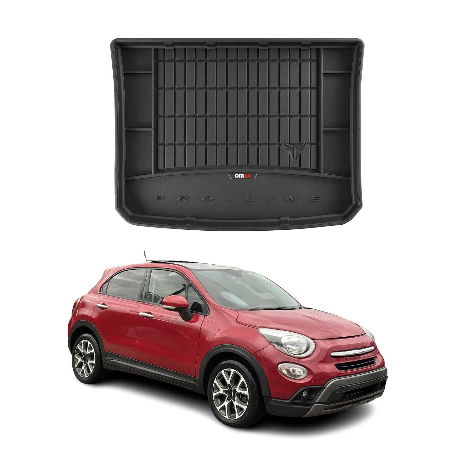 OMAC Premium Bandeja Maletero Alfombrilla para Fiat 500X 2014-2019 Negro TPE