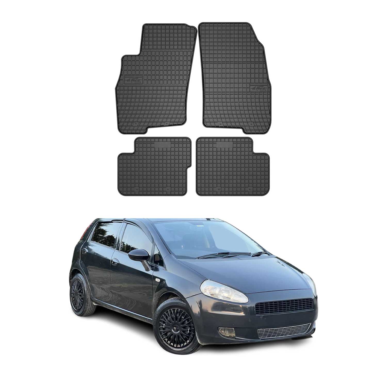 OMAC Alfombrillas De Coche para Fiat Grande Punto 2005-2012 Negro Goma 4Pza